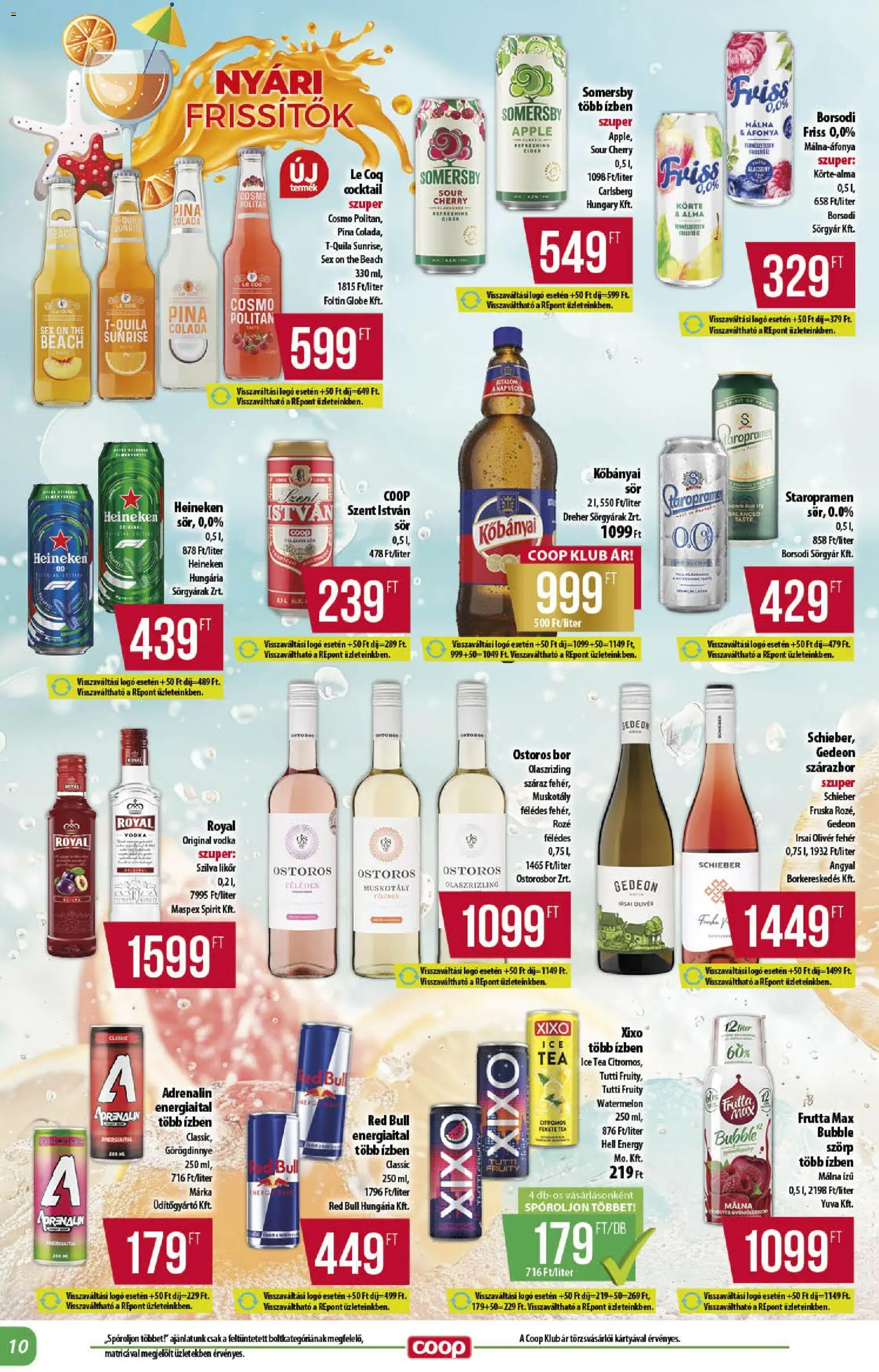COOP akciós ujság - amely érvényes a következő dátumtól: 2026.07.23. | Oldal: 10 | Termékek: Szörp, Görögdinnye, Heineken, Ice tea