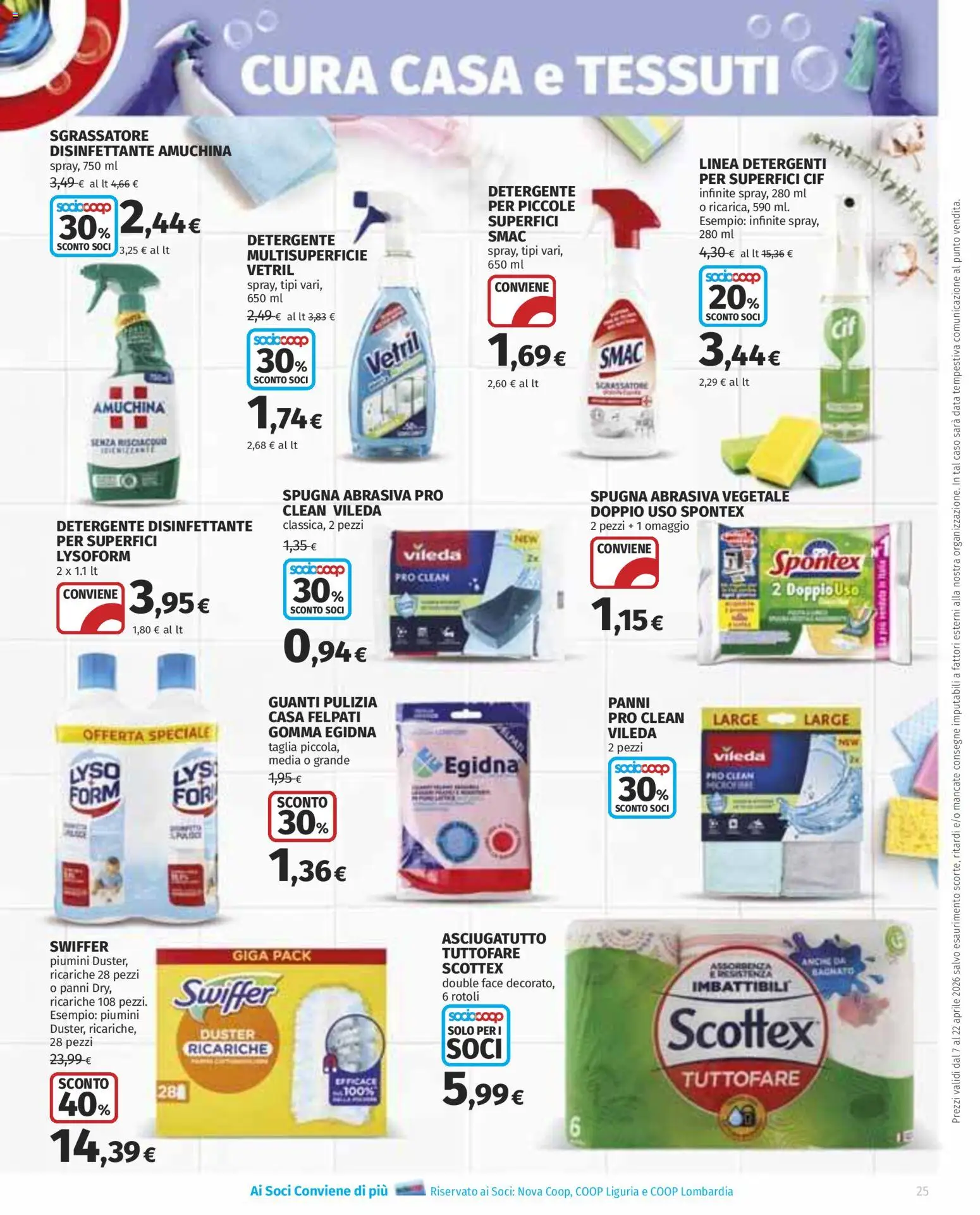 Volantino Ipercoop del 07.04.2026 | Pagina: 25 | Prodotti: Spugna, Detergente, Guanti, Asciugatutto