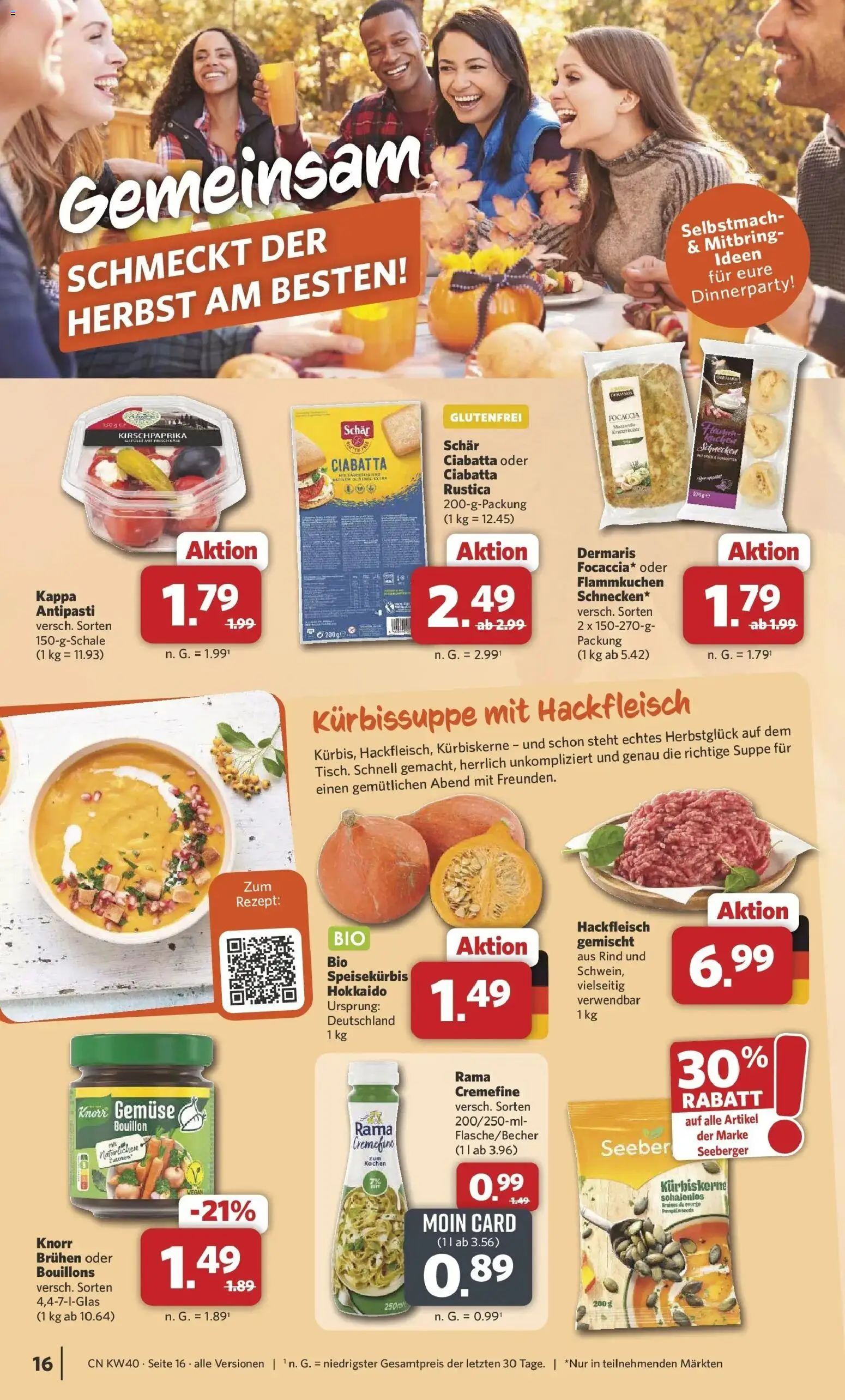 Combi Prospekt Weener (ab 28.09.2026) zum Blättern | Seite: 16 | Produkte: Rama, Knorr, Gemüse, Hackfleisch