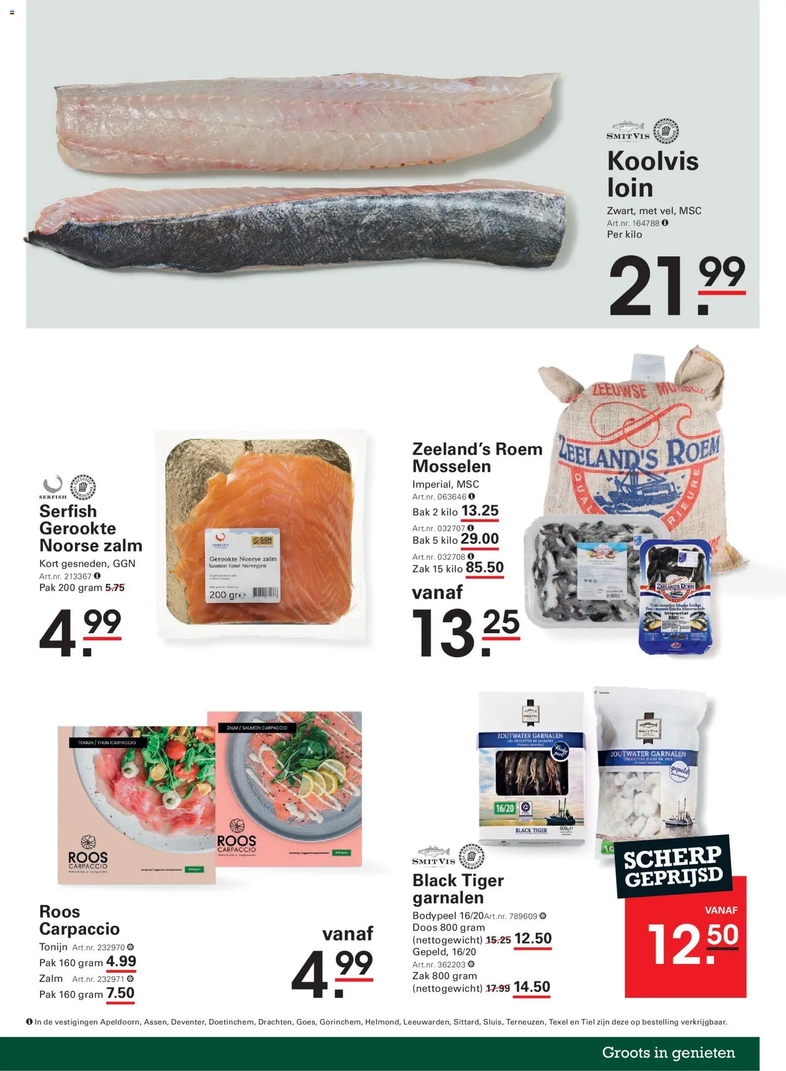 {H1} | Pagina: 17 | Producten: Mosselen, Zak, Carpaccio, Garnalen