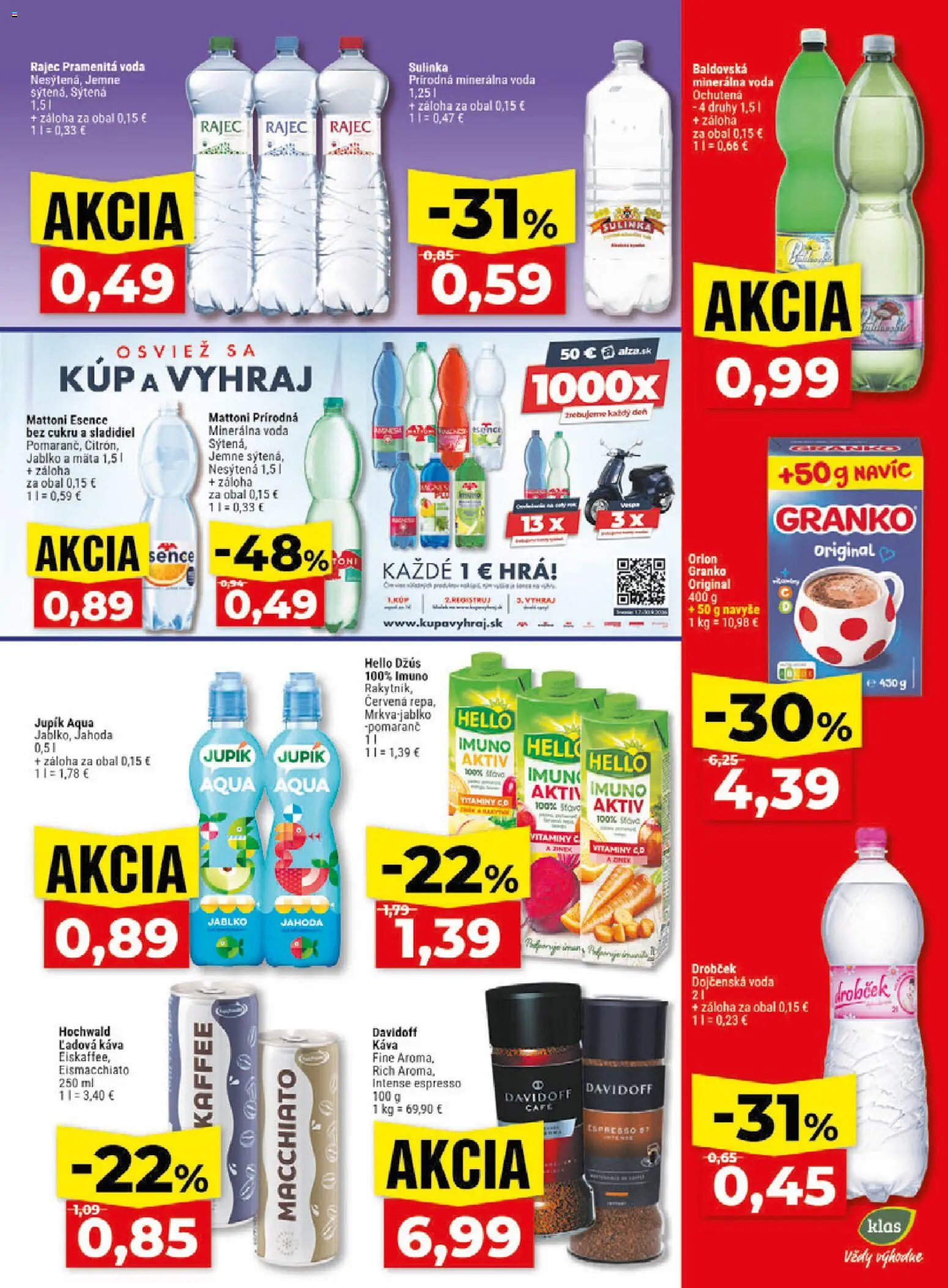 Nové Klas akcie – leták je platný od 27.07.2026 | Strana: 24 | Produkty: Davidoff, Káva, Rajec, Granko