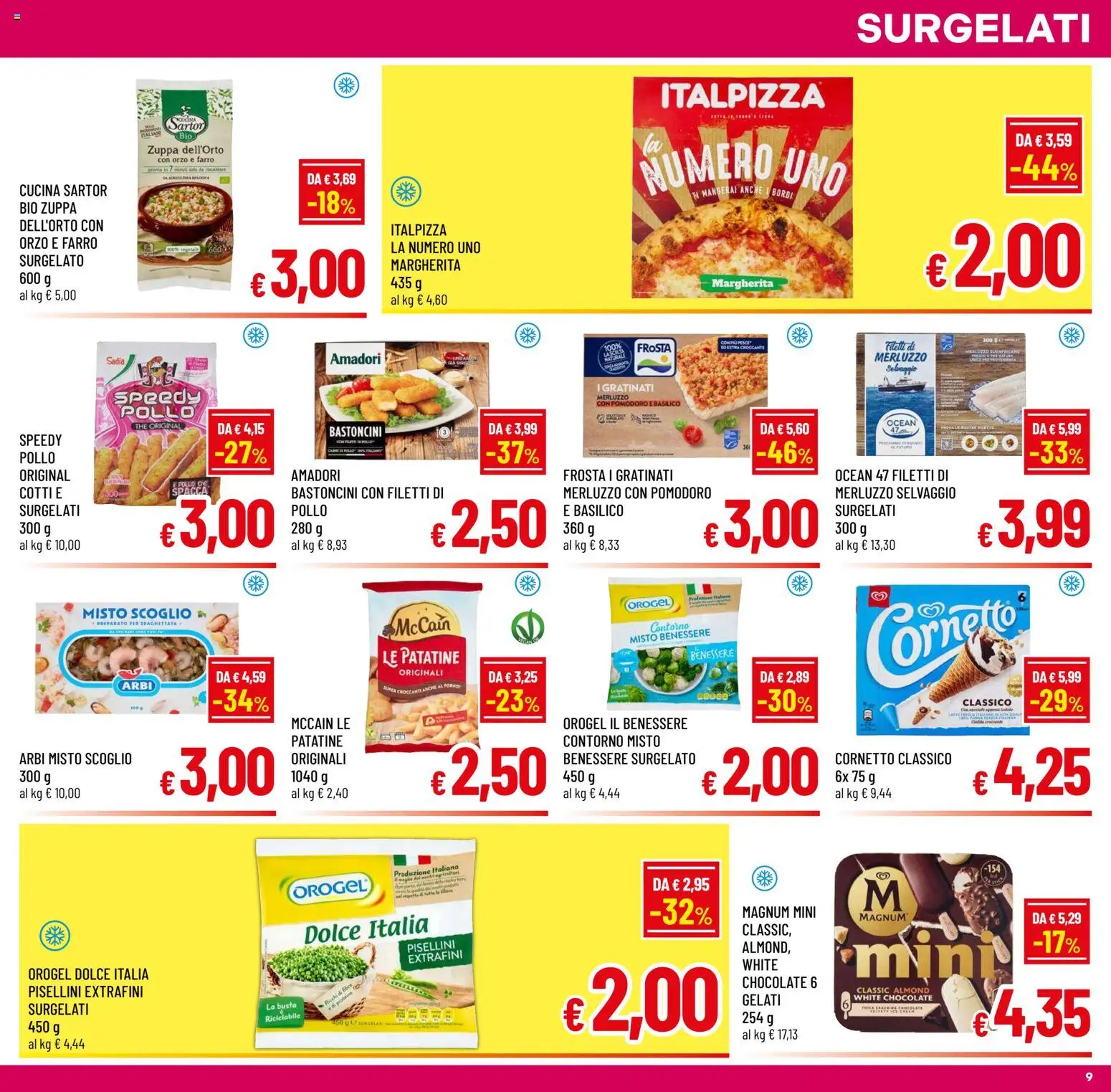 Volantino A&O del 14/10/2026 | Pagina: 9 | Prodotti: Cornetto, Patatine, Magnum, Basilico