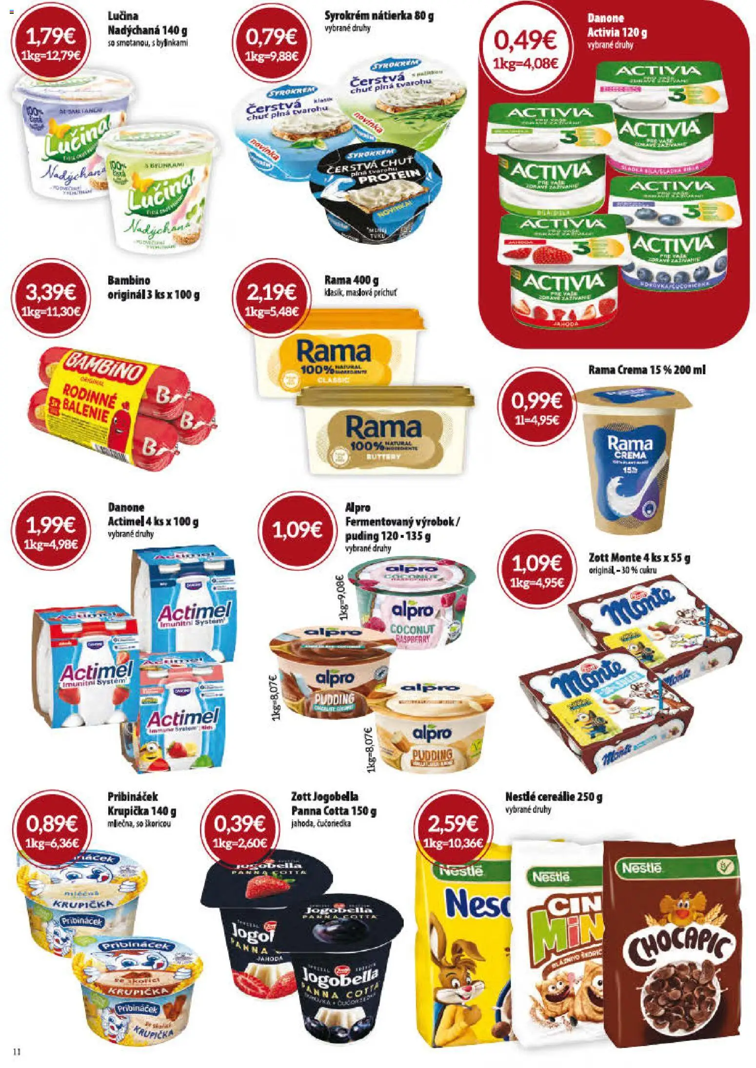 Nové CBA Verex akcie – leták je platný od 01.10.2026 | Strana: 11 | Produkty: Nátierka, Puding, Chocapic, Alpro
