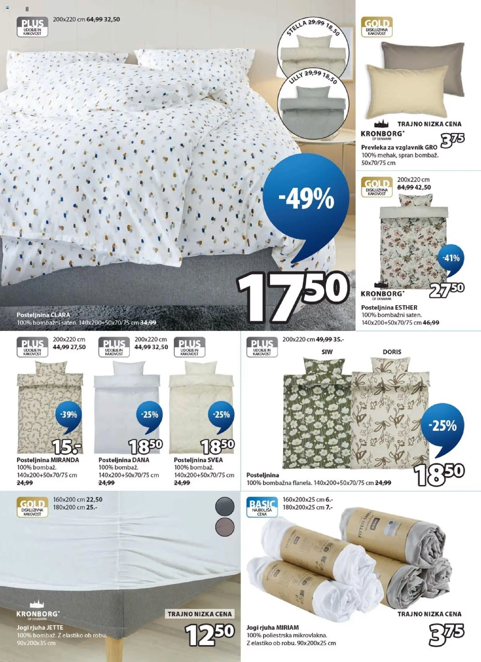 Novi JYSK katalog ponudbe – veljaven od 23.09.2026 | Stran: 8 | Izdelki: Vzglavnik, Posteljnina, Rjuha, Jogi