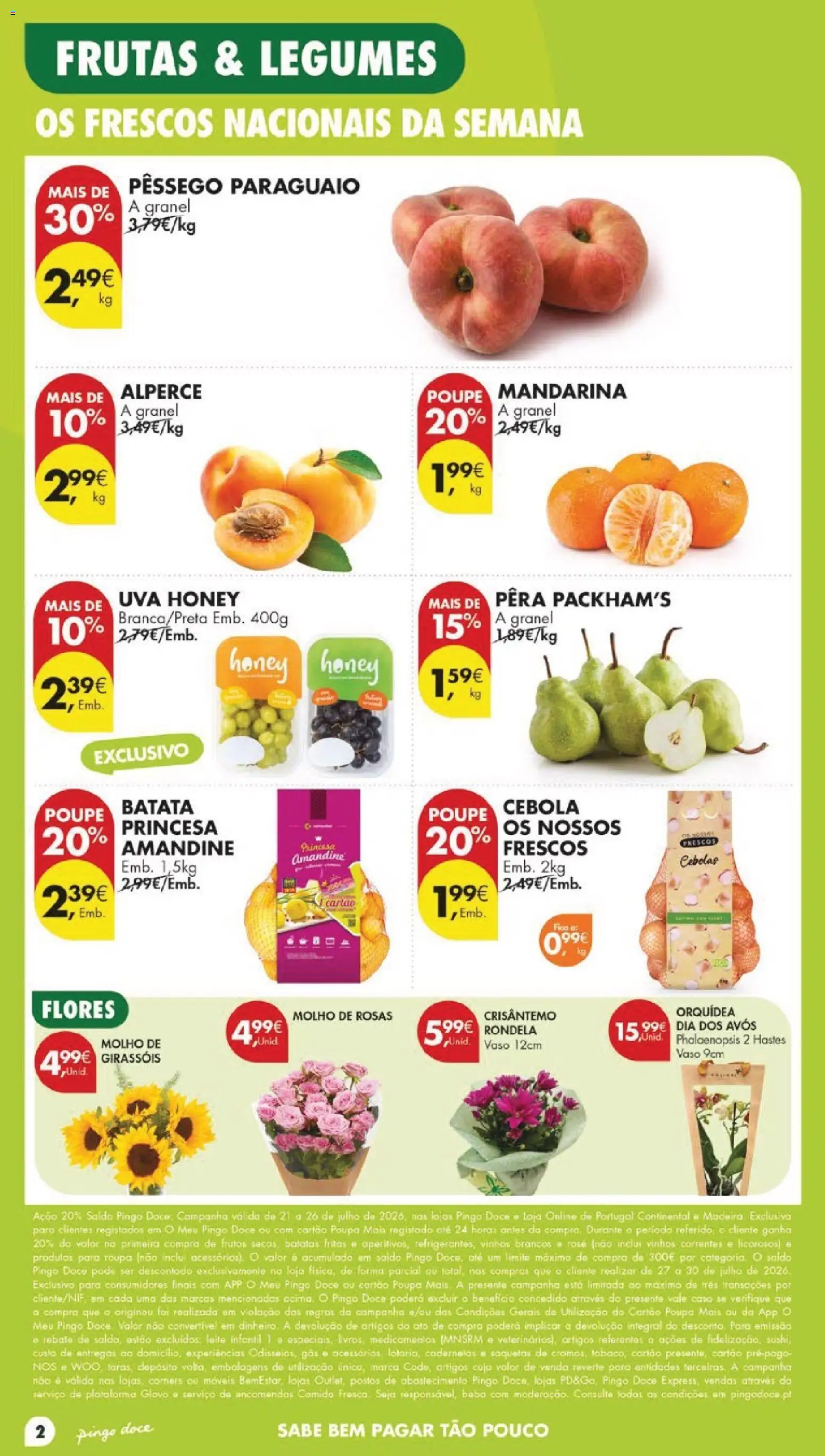 Pingo Doce folheto │ válido de 21/07/2026 | Página: 2 | Produtos: Cebola, Leite, Vaso, Batatas fritas