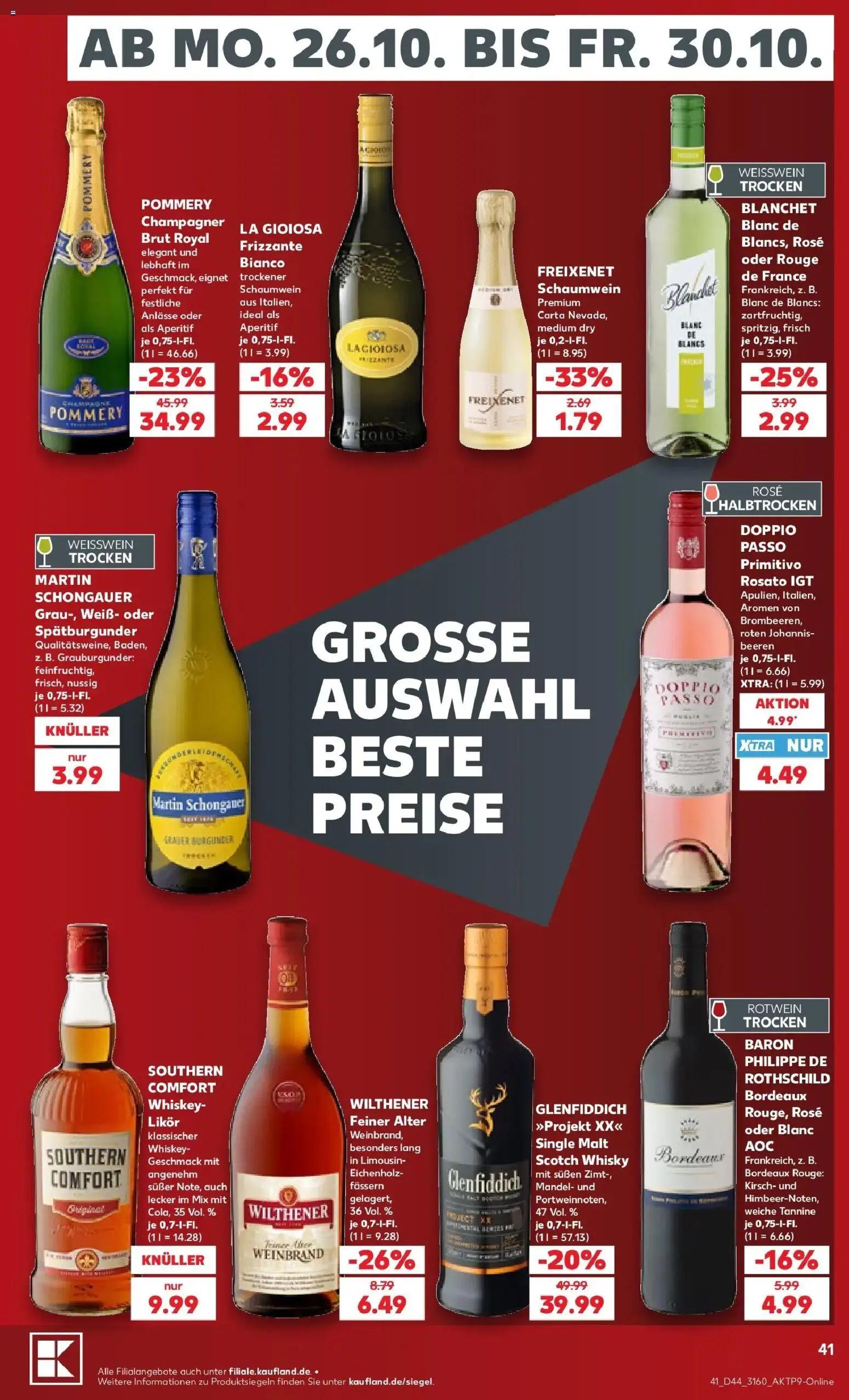 Prospekt Kaufland ab 26.10.2026 » Angebote Online zum Blättern | Seite: 41 | Produkte: Whisky, Rotwein, Rotwein trocken, Rouge
