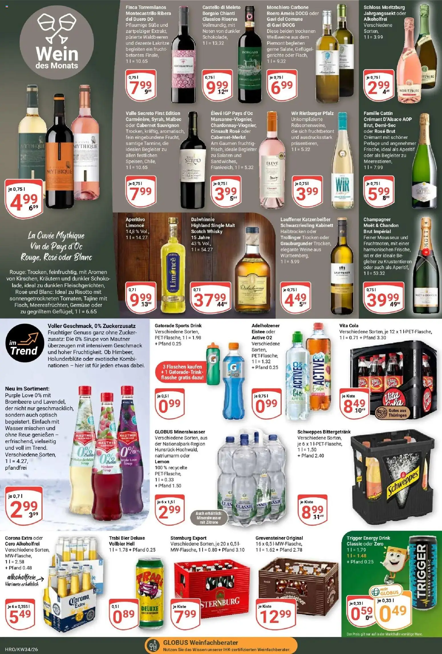 Globus Prospekt Rostock (ab 17.08.2026) » Angebote online | Seite: 24 | Produkte: Whisky, Wasser, Zucker, Wein