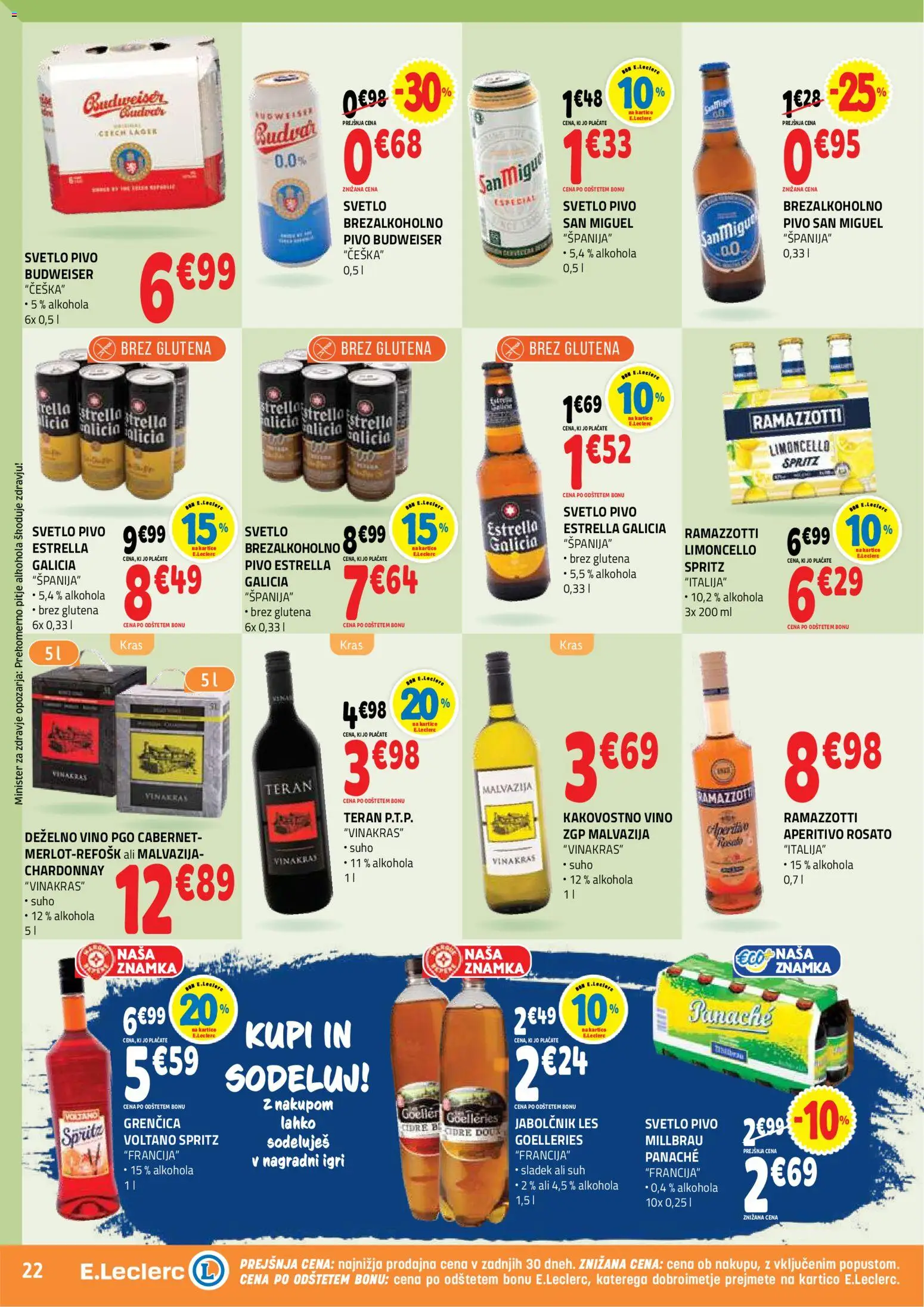 Novi E.leclerc katalog ponudbe – veljaven od 09.09.2026 | Stran: 22 | Izdelki: Vino, Pivo