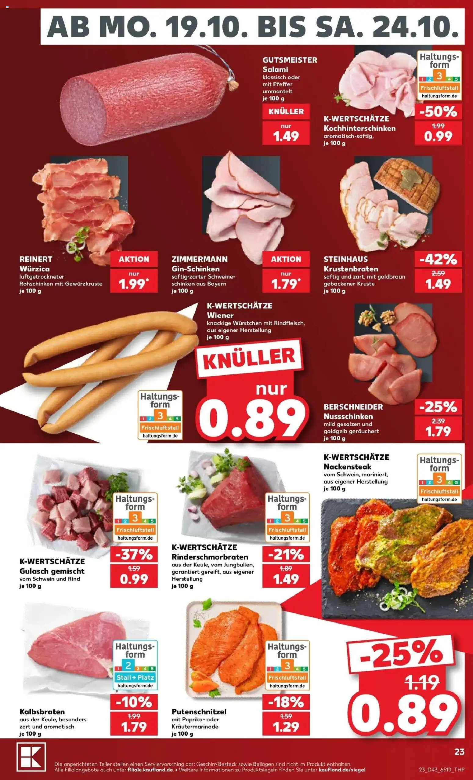 Prospekt Kaufland ab 19.10.2026 » Angebote Online zum Blättern | Seite: 27 | Produkte: Beilagen, Putenschnitzel, Pfeffer, Salami