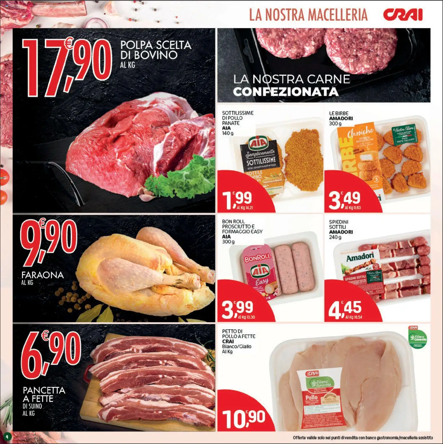 Volantino CRAI del 28.05.2026 | Pagina: 4 | Prodotti: Petto di Pollo, Pollo, Formaggio, Prosciutto