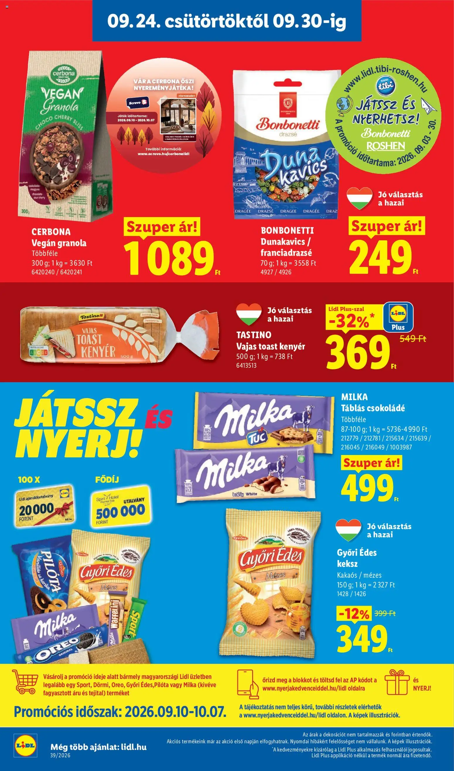 Lidl akciós ujság - amely érvényes a következő dátumtól: 2026.09.24. | Oldal: 10 | Termékek: Waffelini, Granola, Vegán, Toast kenyér