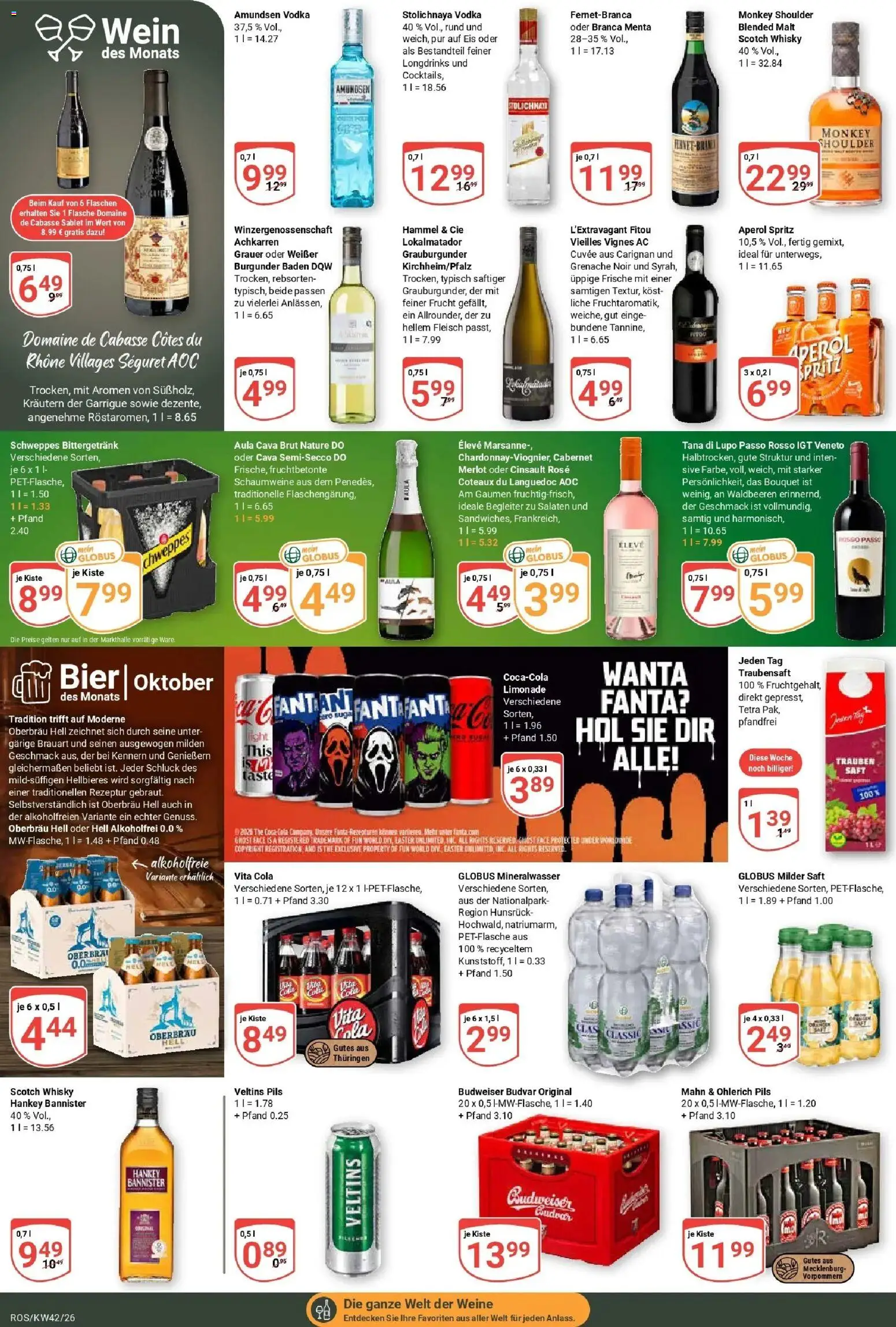 Globus Prospekt Lambrechtshagen (ab 12.10.2026) » Angebote online | Seite: 20 | Produkte: Pils, Limonade, Schweppes, Veltins