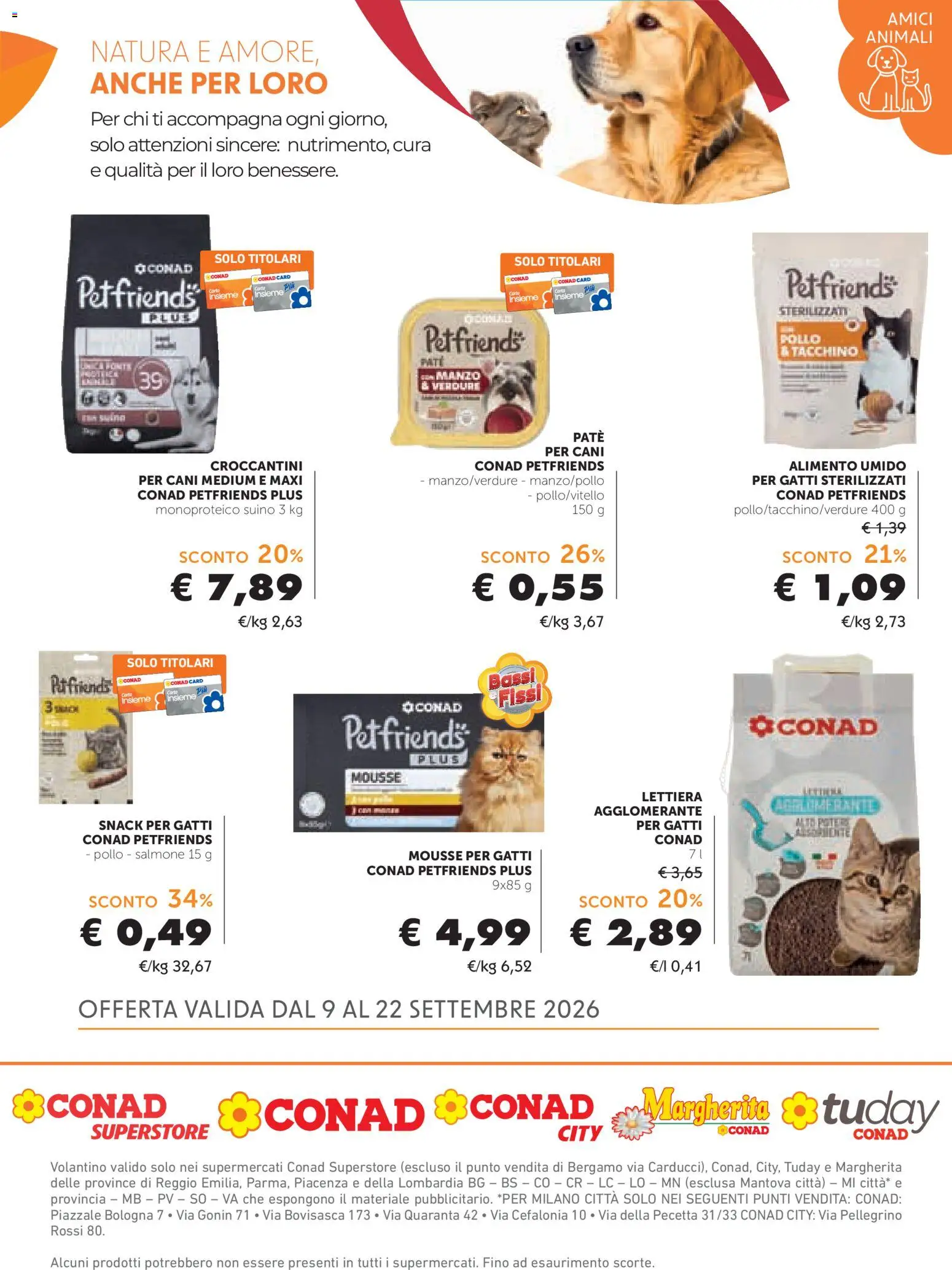 Volantino Conad del 09/09/2026 | Pagina: 16 | Prodotti: Paté, Pollo, Salmone, Paté per cani