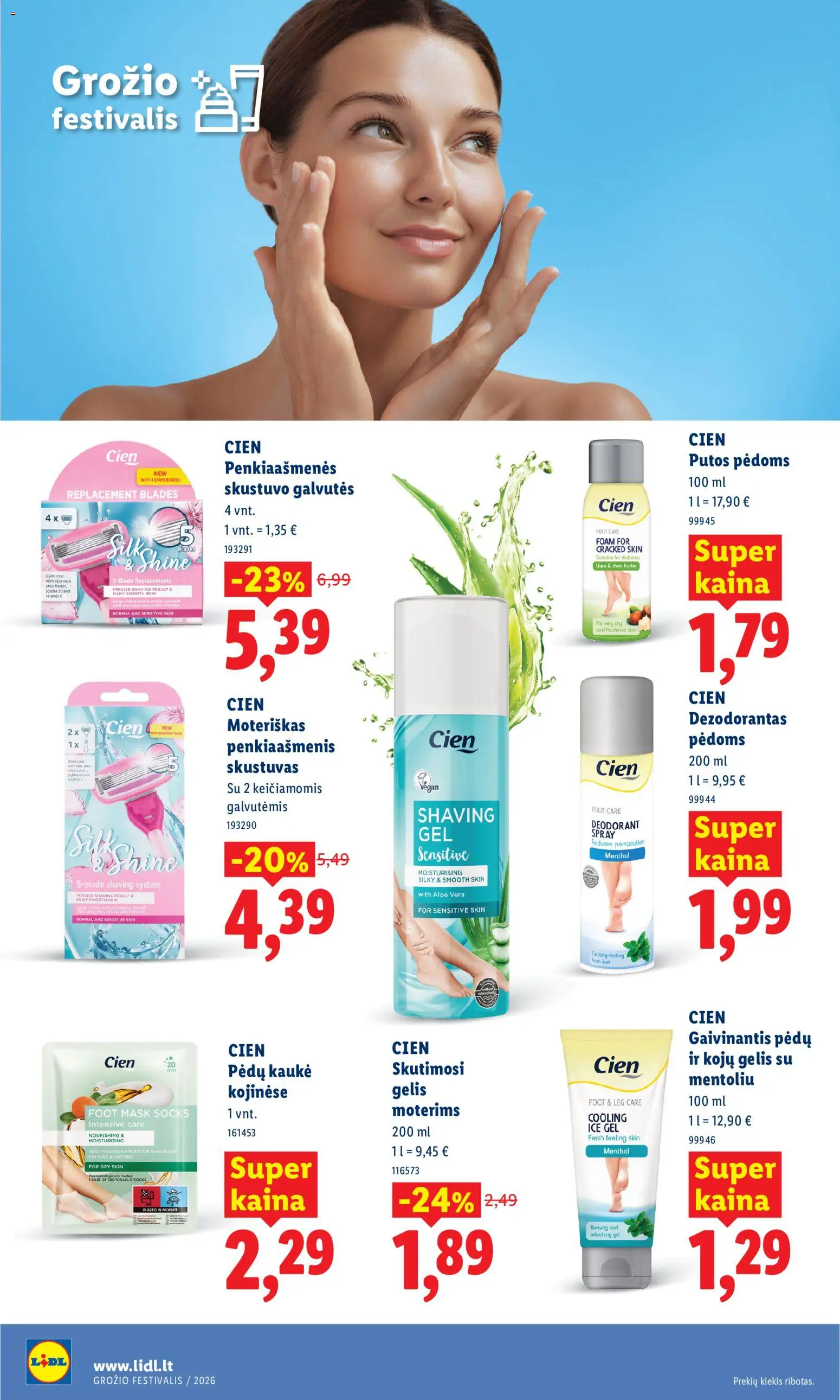 LIDL akcijos nuo 04.05.2026 | Puslapis: 34 | Prekių: Skustuvo galvutės, Pėdų kaukė, Kaukė, Dezodorantas