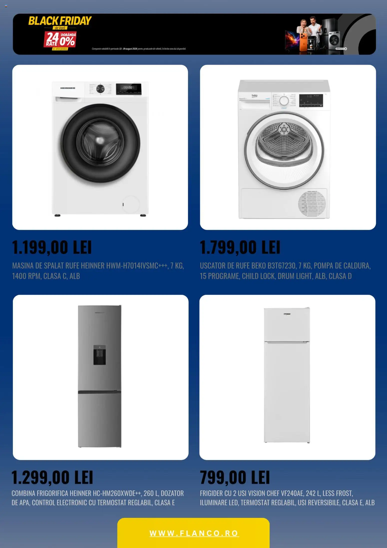 Noul catalog Flanco – valabil de la 13.08.2026 | Pagină: 2 | Produse: Frigider, Mașină De Spălat, Combină frigorifică, Black