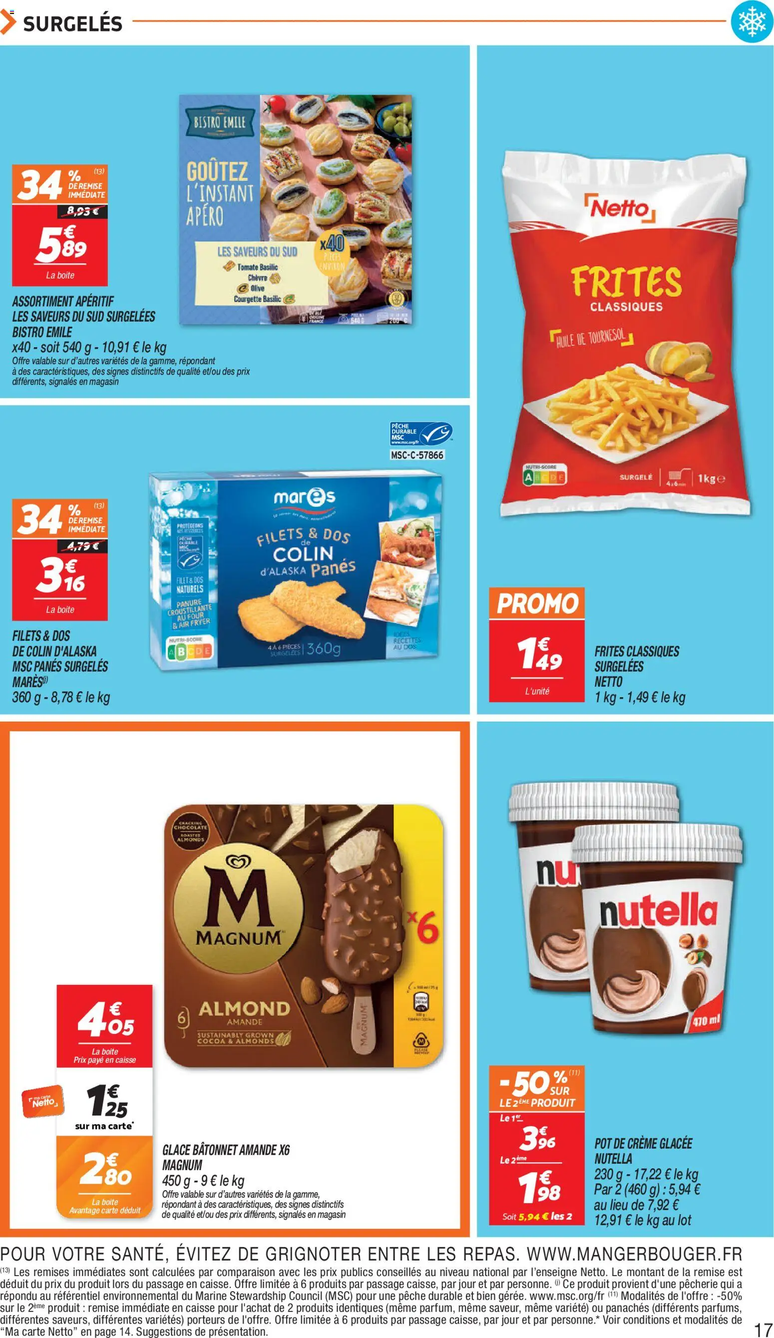 {H1} | Page: 17 | Produits: Courgette, Frites, Nutella, Huile