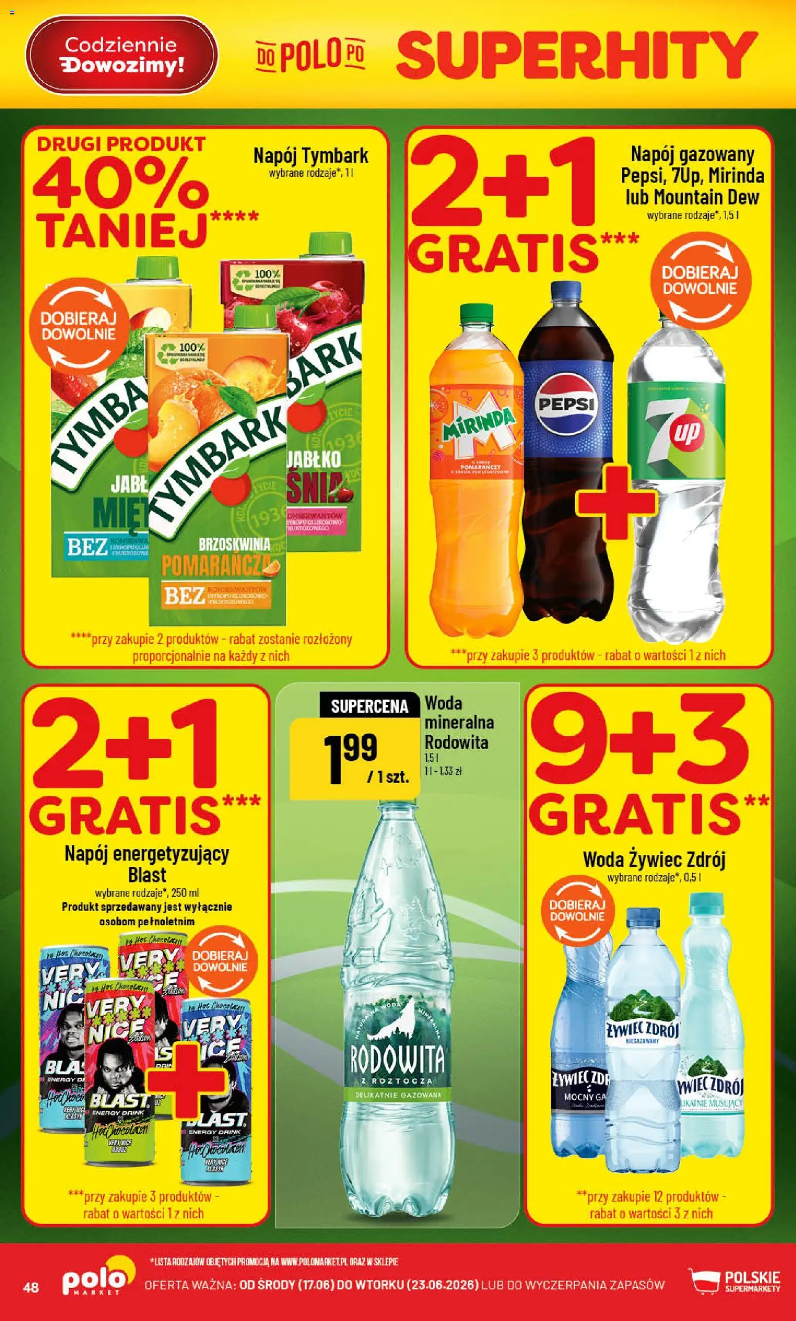 POLOmarket gazetka od 17.06.2026 | Strona: 48 | Produkty: Brzoskwinia, Woda żywiec, Pepsi, Woda