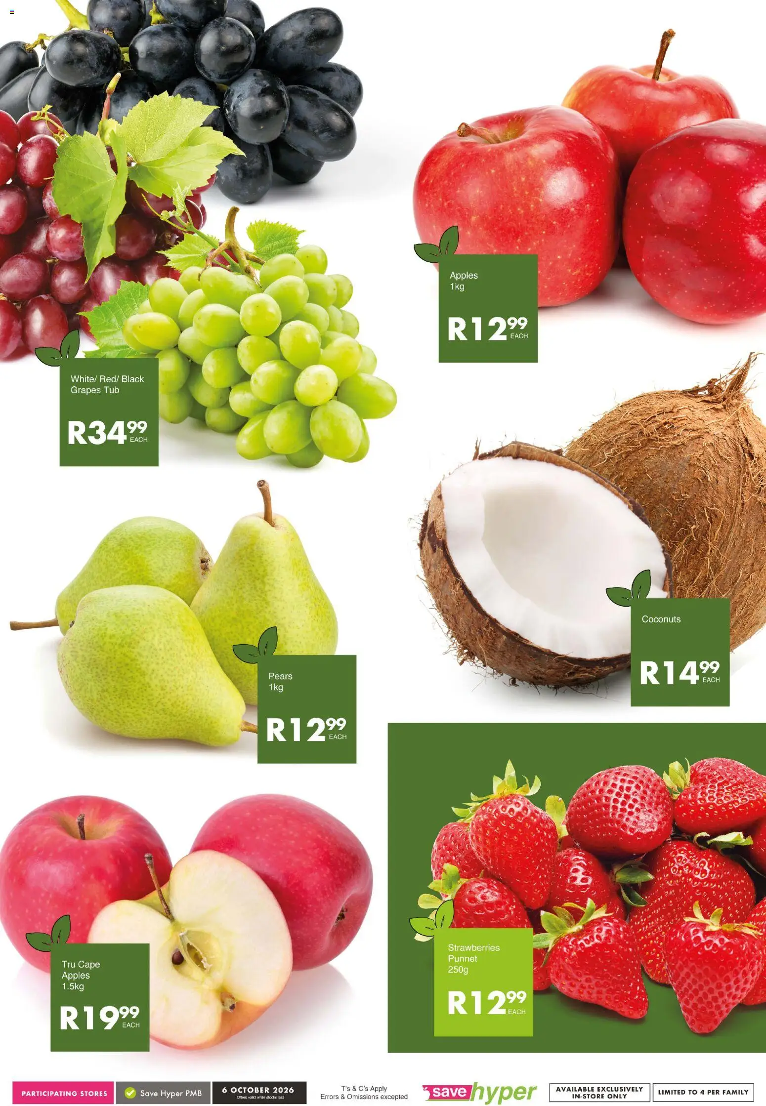 New Save catalogue – valid from 06/10/2026 | Page: 8 | Products: Pears, Apples, Strawberries, Grapes