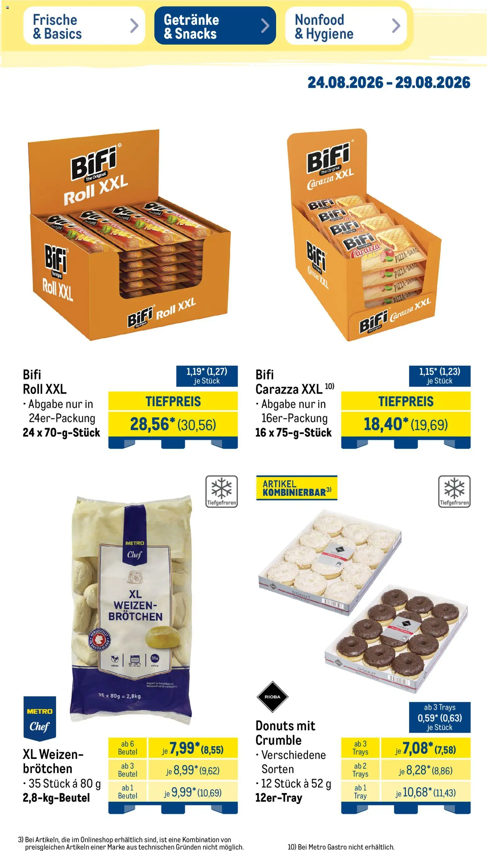 Metro NonFood-Angebote – gültig ab 24.08.2026 | Seite: 29 | Produkte: Bifi, Donuts