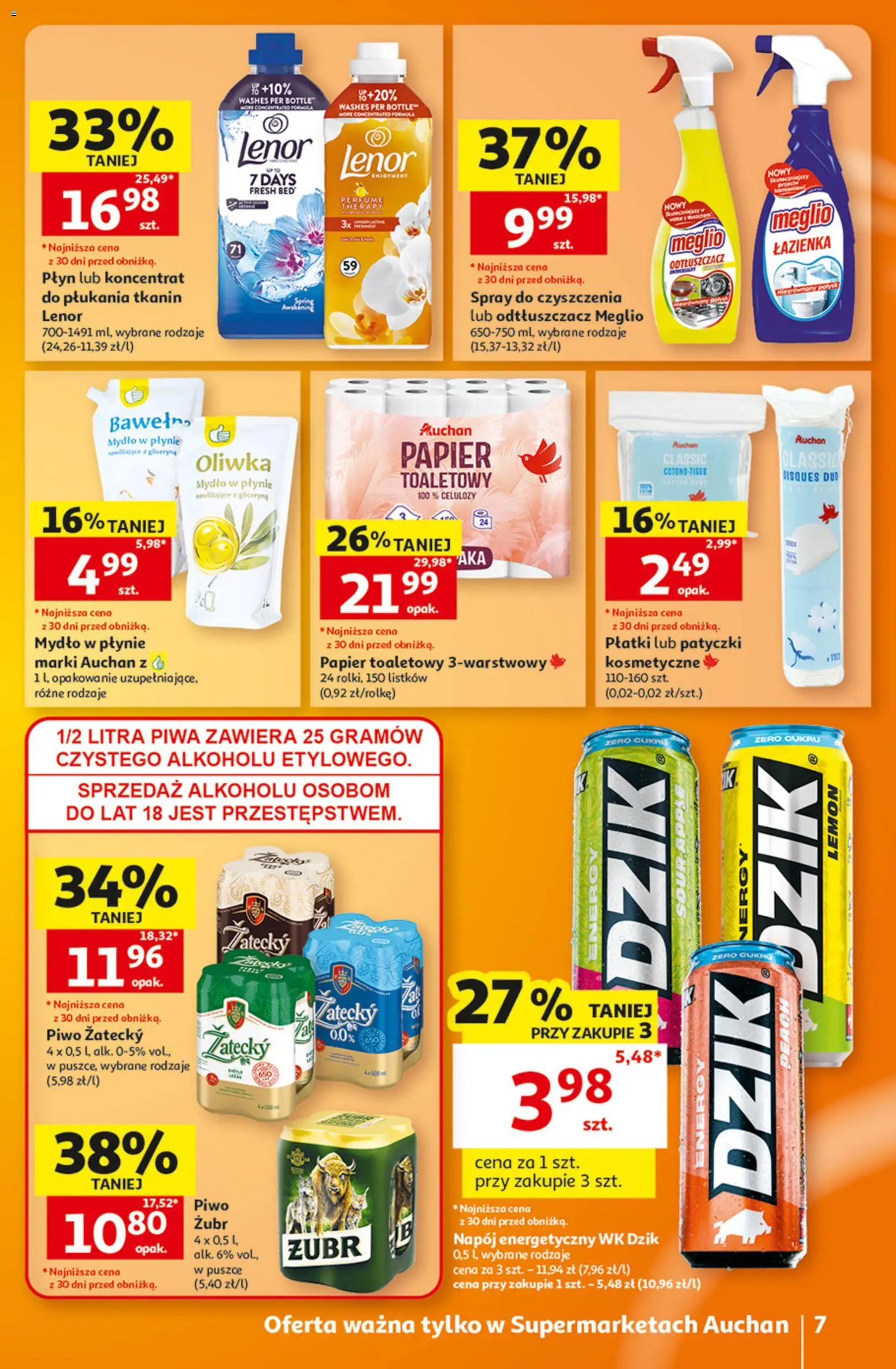 Auchan gazetka od 08.10.2026 | Strona: 7 | Produkty: Meglio, Papier toaletowy, Gliceryna, Dzik Energy