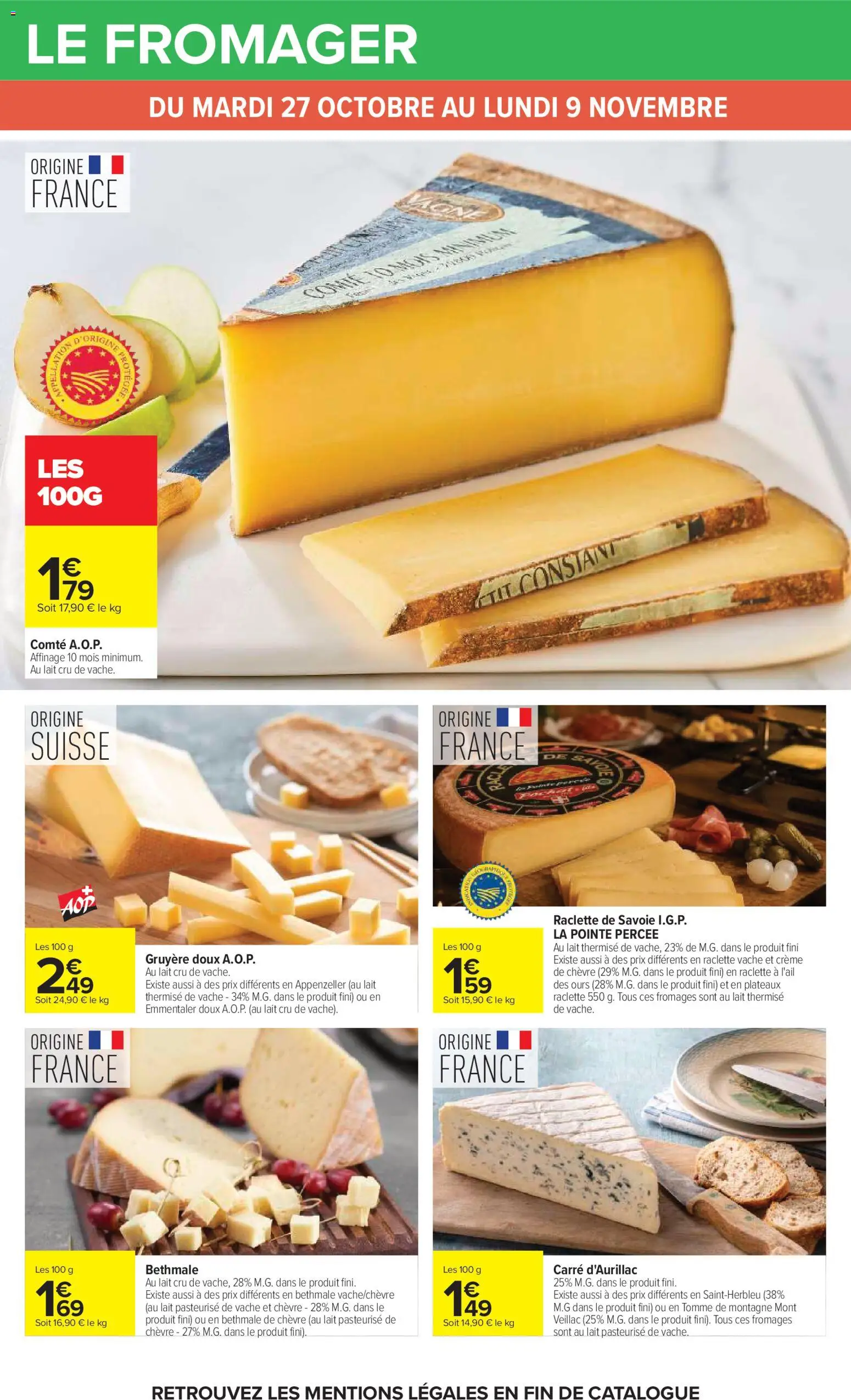 {H1} | Page: 23 | Produits: Gruyère, Raclette, Lait, Crème