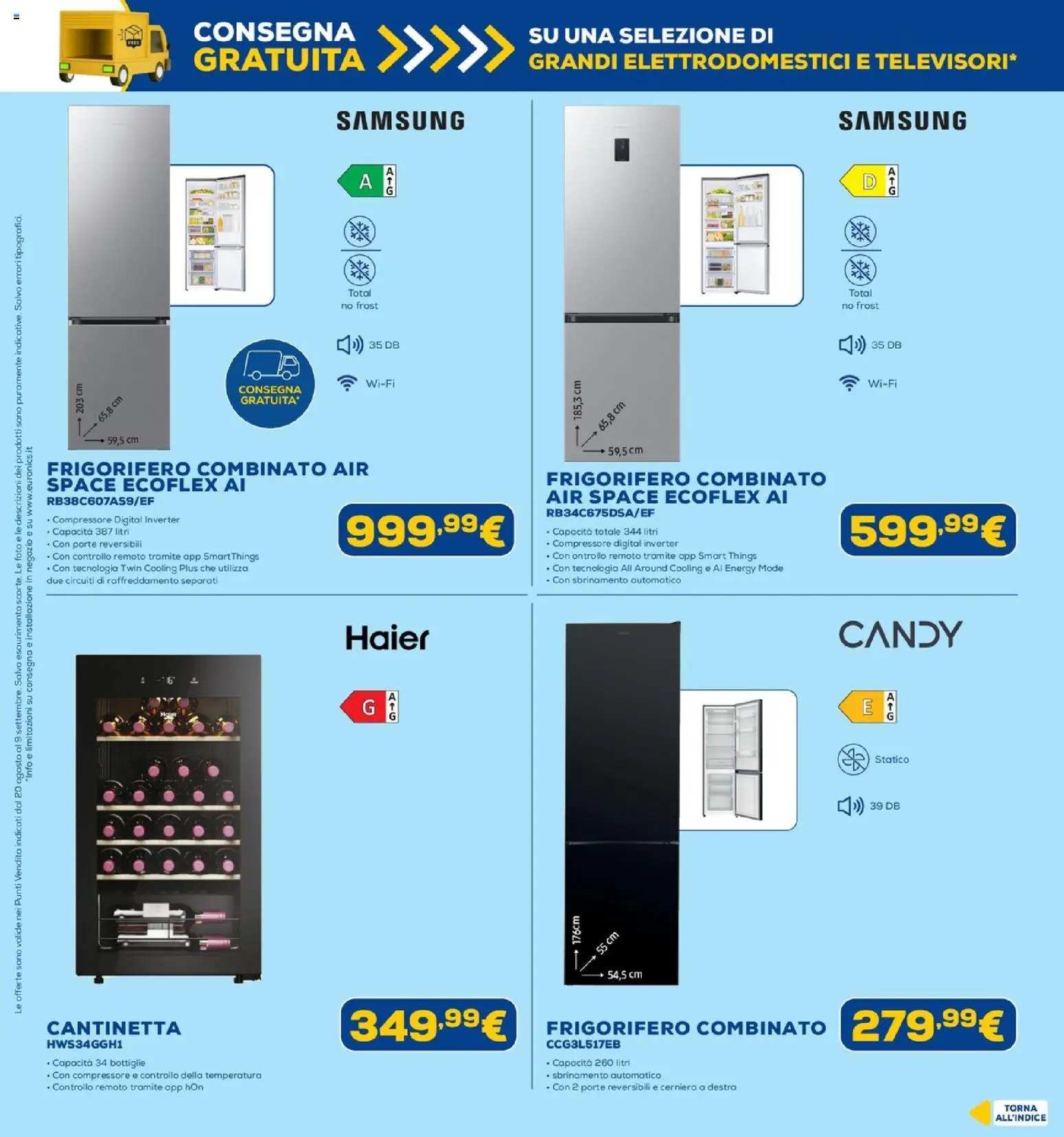 Volantino Euronics del 20/08/2026 | Pagina: 16 | Prodotti: Compressore, Frigorifero, Frigorifero combinato, Samsung