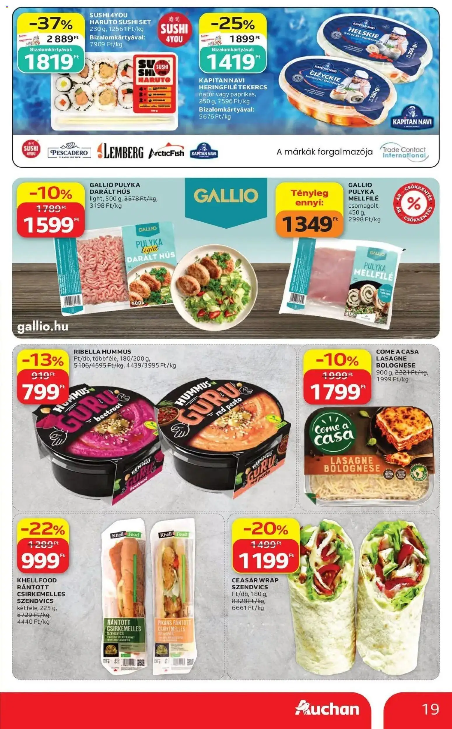 Auchan akciós újság Szolnok - 2026.10.08. -tól/töl > akció, lapozható szórólap 🛍️ | Oldal: 19 | Termékek: Pesto, Darált hús, Pulykamellfilé, Mellfilé
