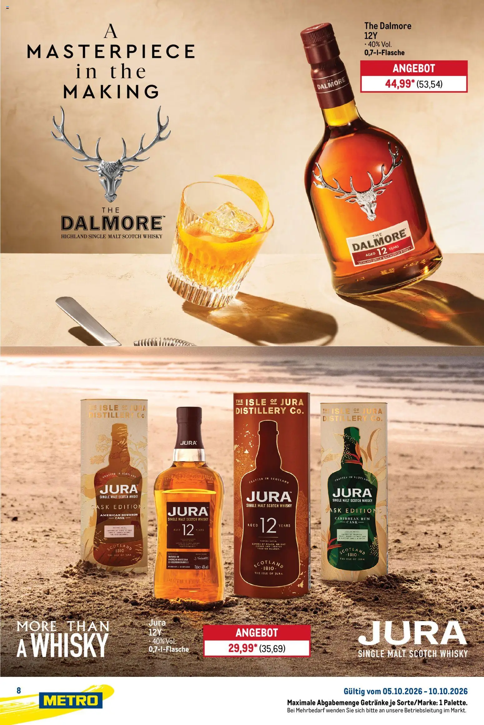 Metro Starke Marken – gültig ab 05.10.2026 | Seite: 8 | Produkte: Whisky, Jura, Rum, Bourbon
