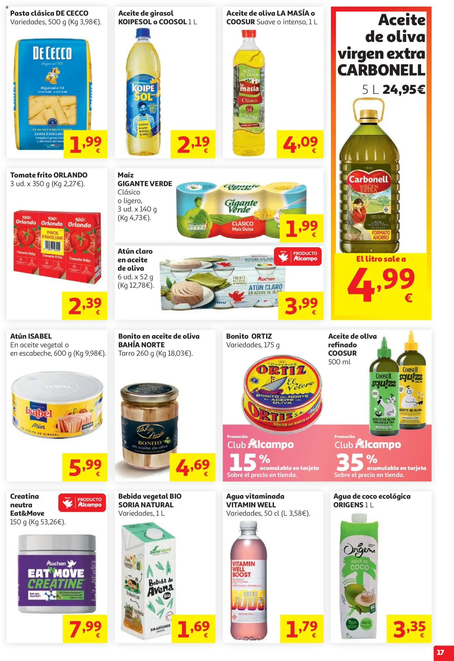 Alcampo HG Nacional Aldaia │ válido desde el 19.05.2026 | Página: 17 | Productos: Aceite, Τυρόπιτα, Aceite de oliva, Atún claro