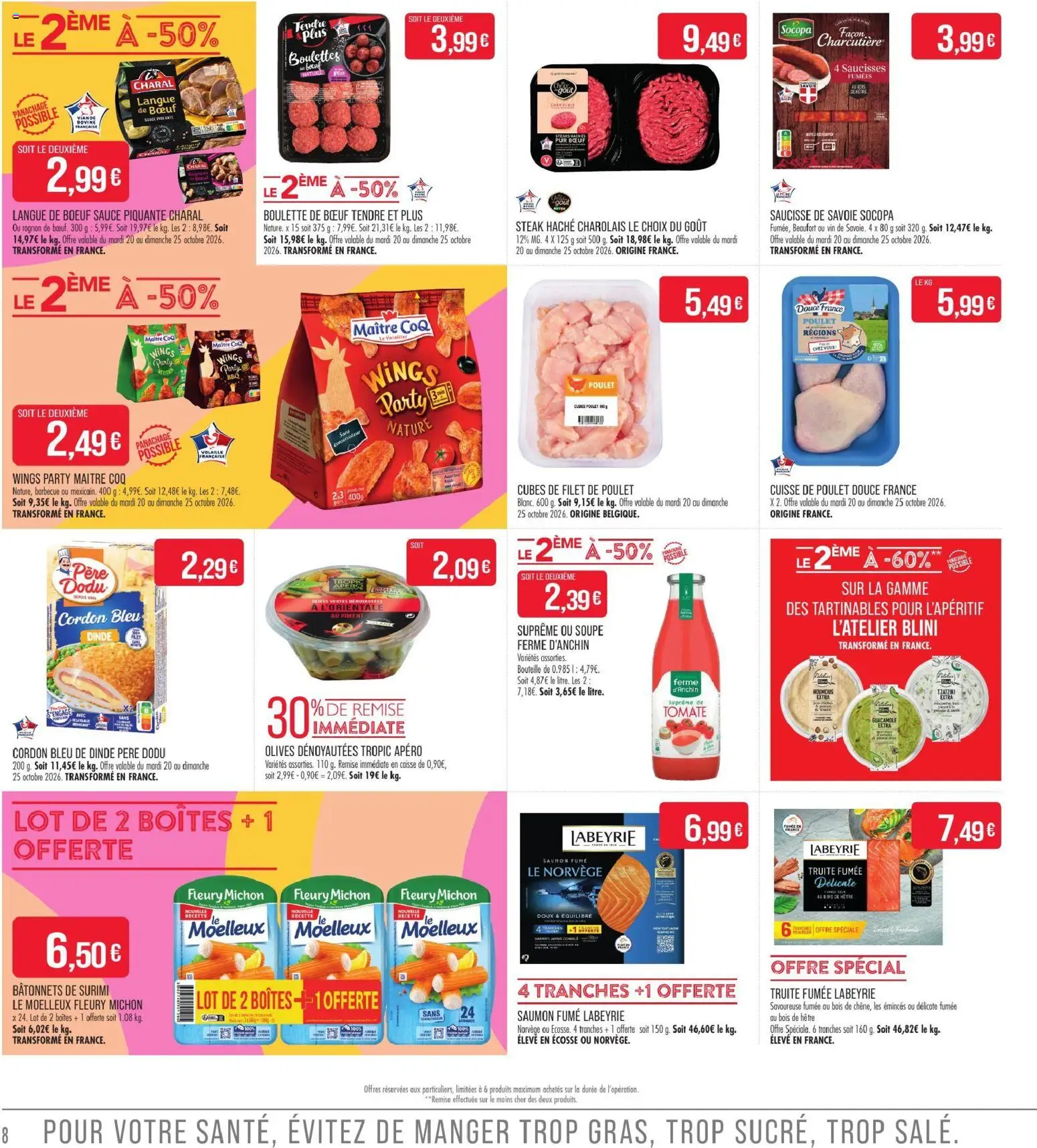 {H1} | Page: 8 | Produits: Tomate, Saumon fumé, Truite fumée, Piment