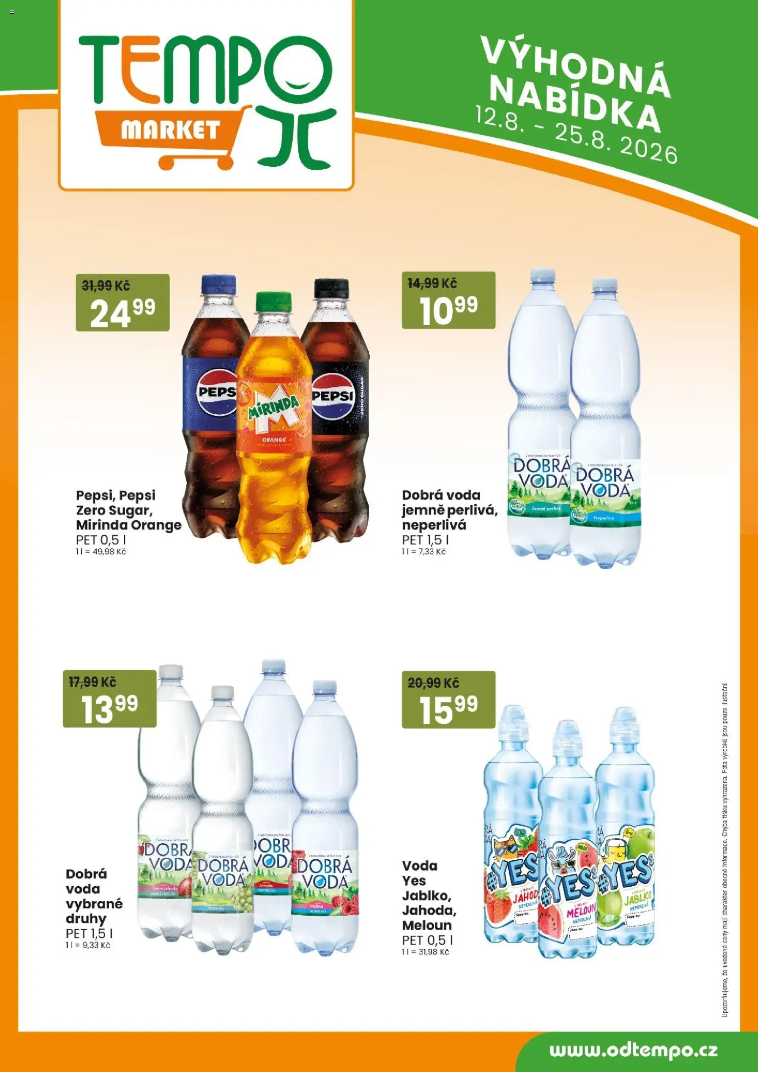 Tempo leták od 12.08.2026 | Strana: 12 | Produkty: Dobrá voda, Voda, Pepsi, Mirinda