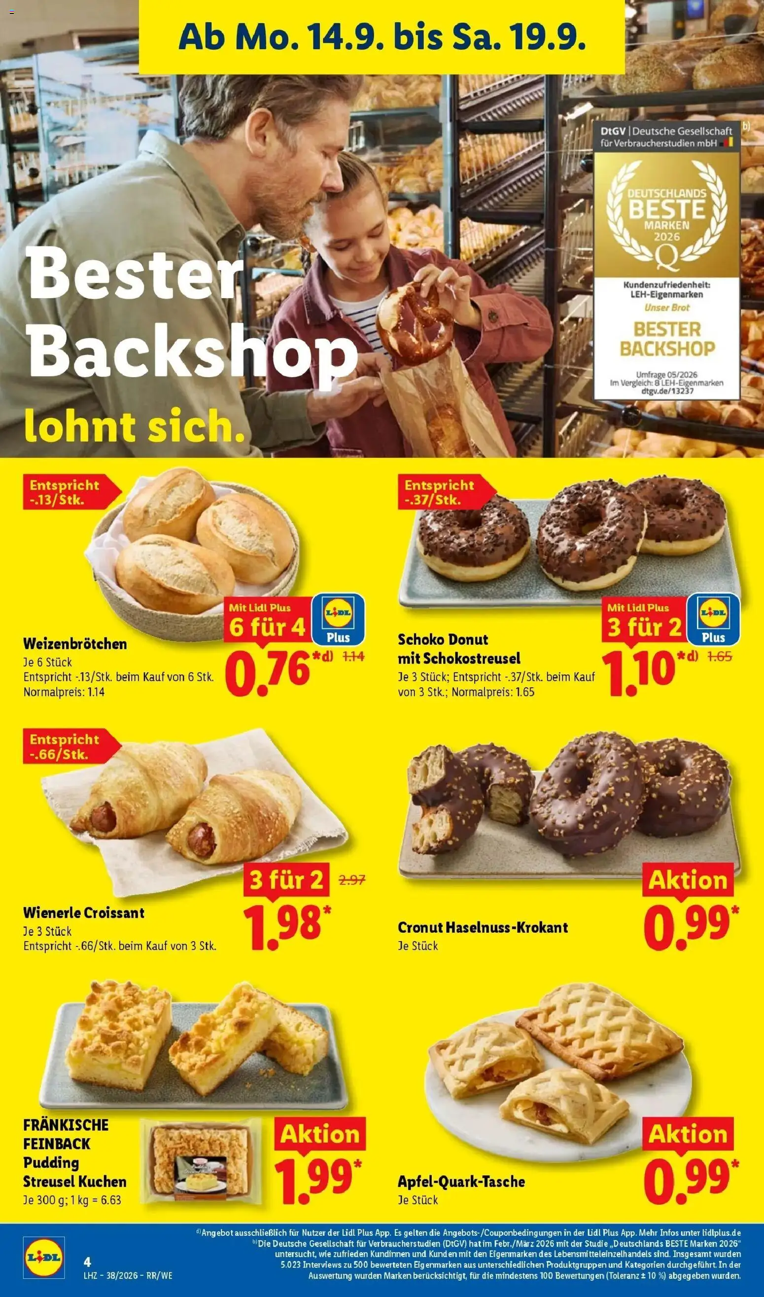 Lidl Prospekt Hagen (ab 14.09.2026) zum Blättern » Angebote | Seite: 16 | Produkte: Quark, Apple, Brot, Kuchen