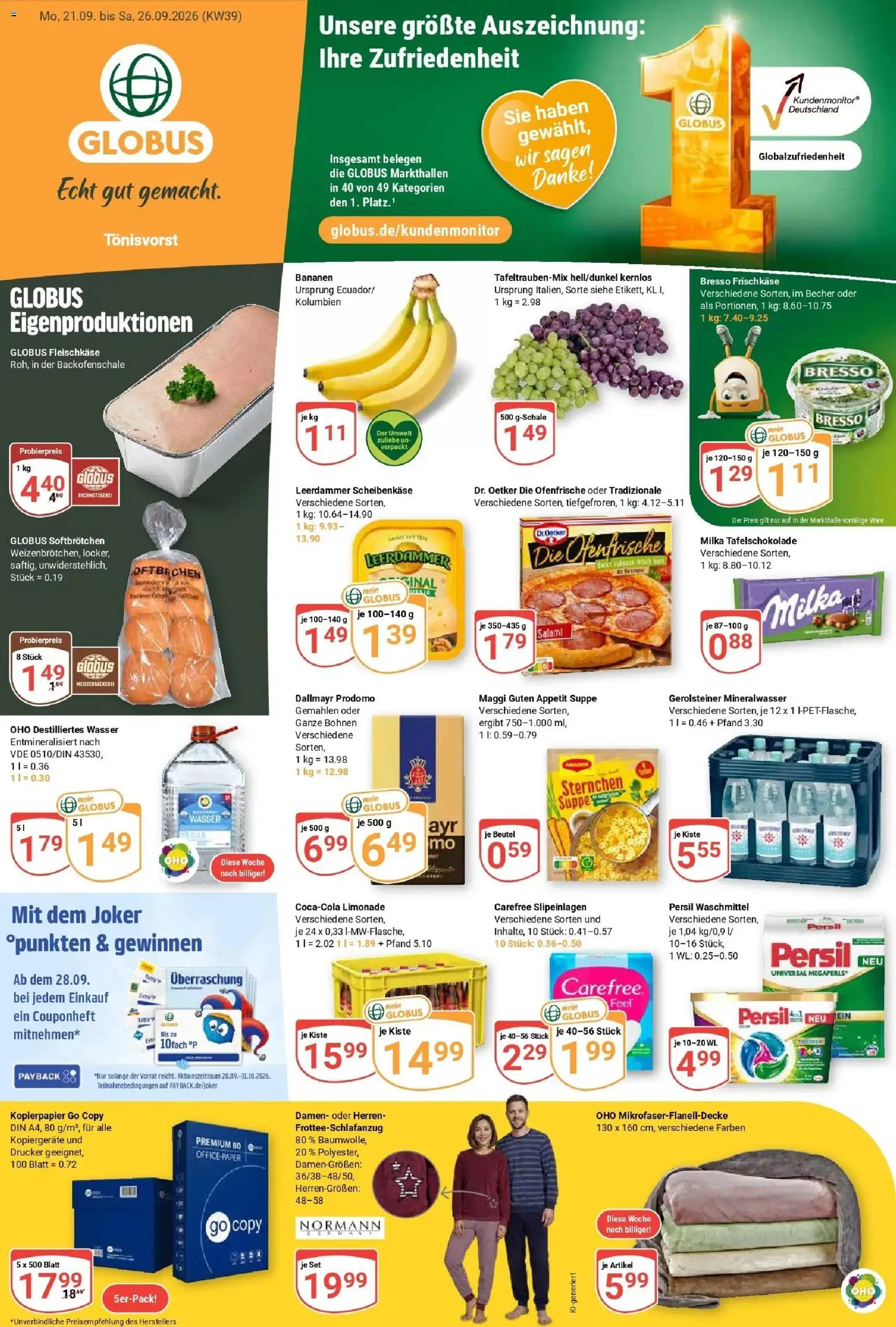 Globus Prospekt Tönisvorst (ab 21.09.2026) » Angebote online | Seite: 3 | Produkte: Maggi, Wasser, Frischkase, Gerolsteiner