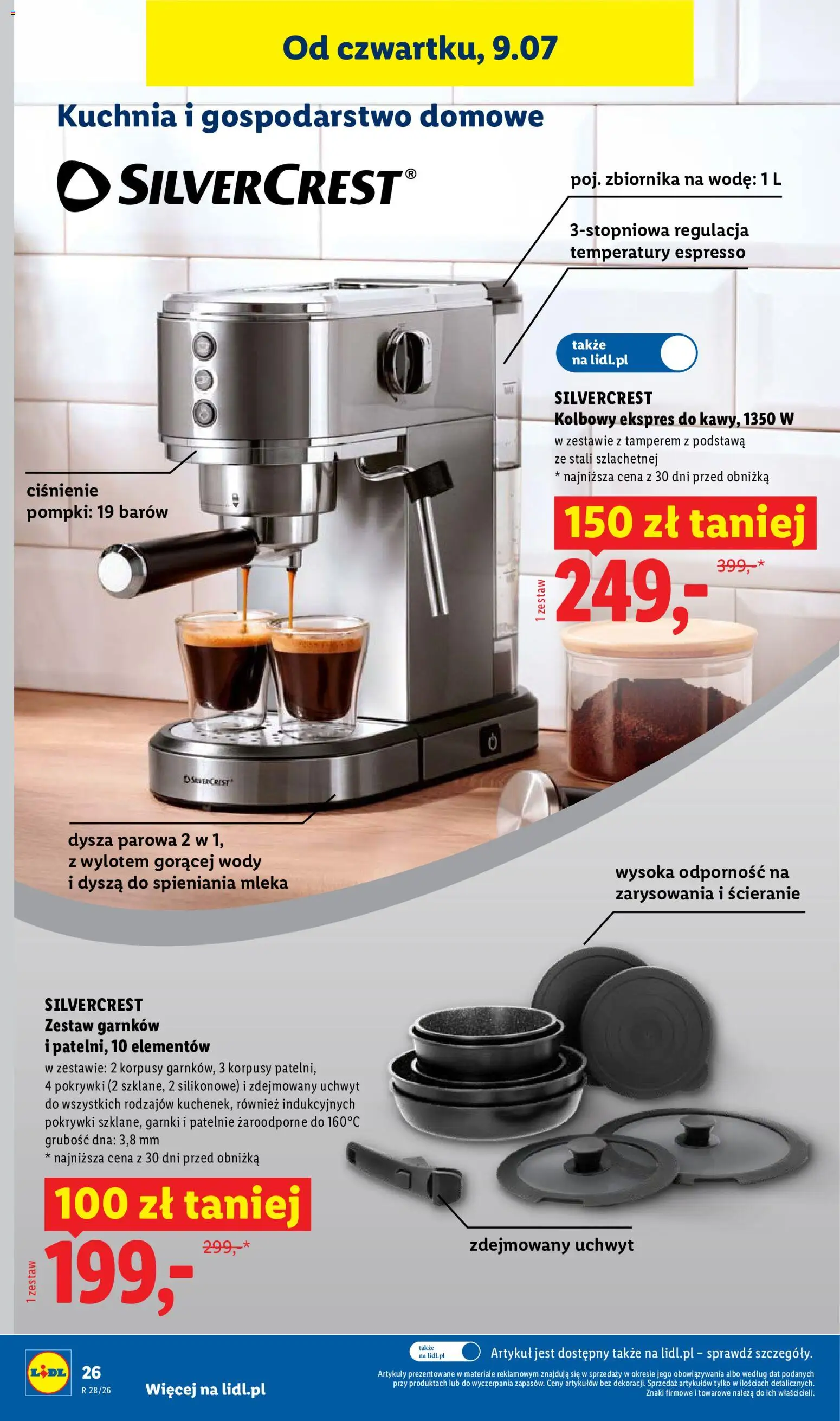 Lidl Katalog od 06.07.2026 | Strona: 32 | Produkty: Ekspres do kawy, Mleka, Patelnie, Garnki