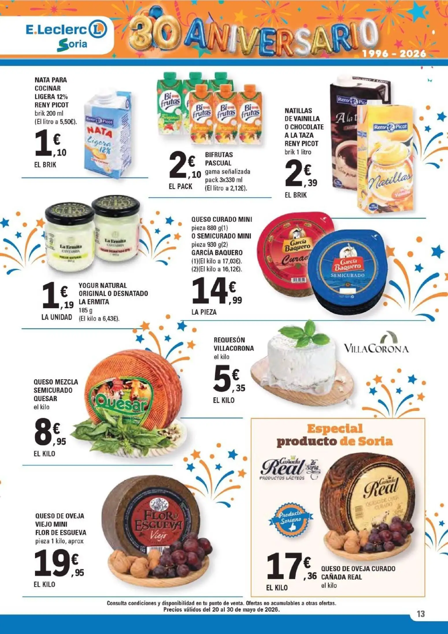 E.Leclerc Soria │ válido desde el 20.05.2026 | Página: 13 | Productos: Queso de oveja, Πιατοθήκη, Queso, Yogur