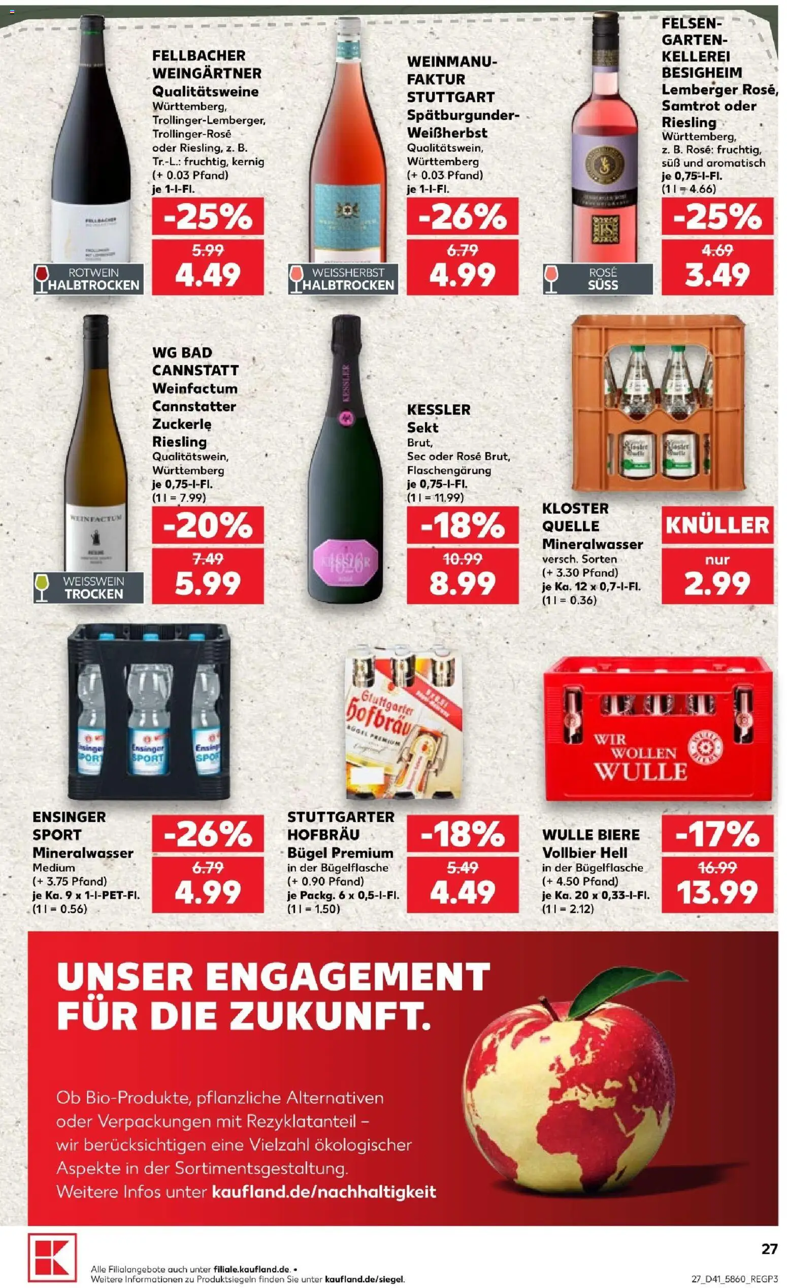 Kaufland Prospekt Stuttgart – gültig ab 08.10.2026 | Seite: 29 | Produkte: Weißwein, Rotwein, Bad, Mineralwasser