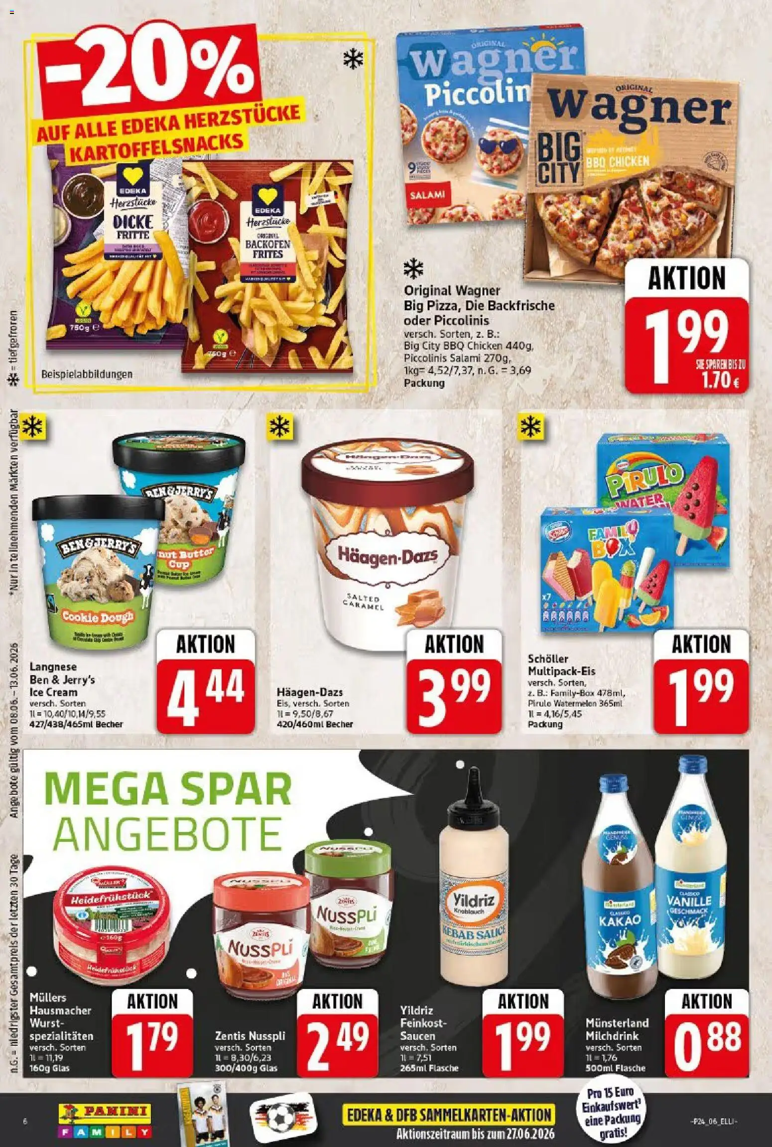 Elli Markt Prospekt Gütersloh – gültig ab 08.06.2026 | Seite: 6 | Produkte: Langnese, Wurst, Piccolinis, Zentis nusspli