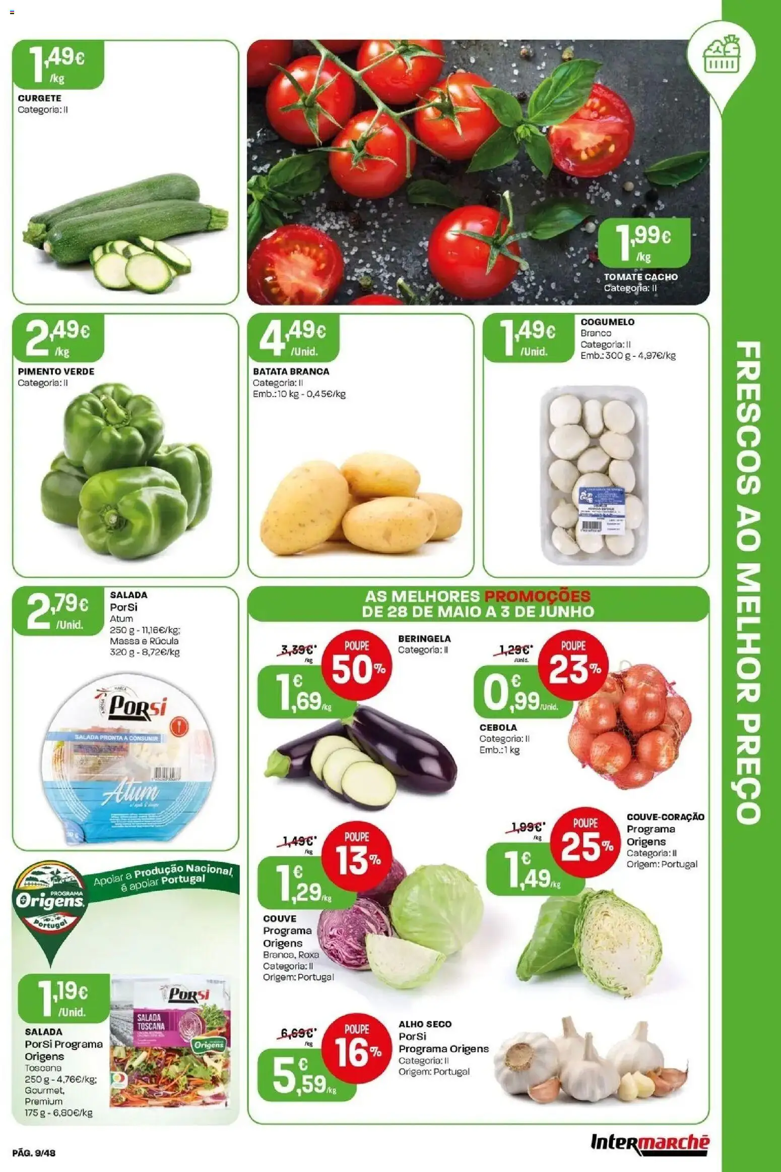 Intermarché - Isto é que são preços BAIXOS! │ válido de 28.05.2026 | Página: 9 | Produtos: Batata, Rúcula, Tomate, Massa