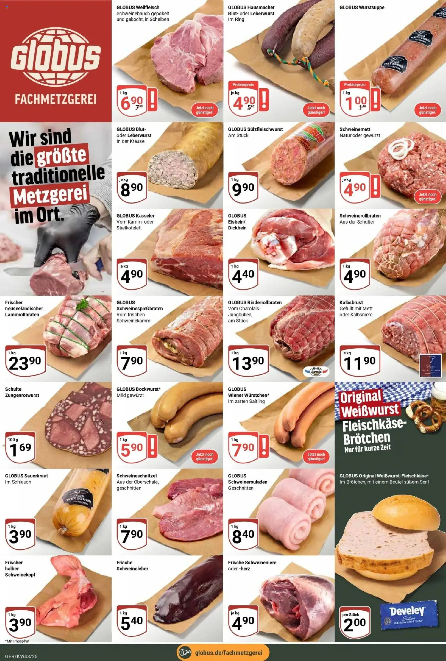 Globus Prospekt Gera (ab 19.10.2026) » Angebote online | Seite: 12 | Produkte: Schweinebauch, Weißwurst, Schulter