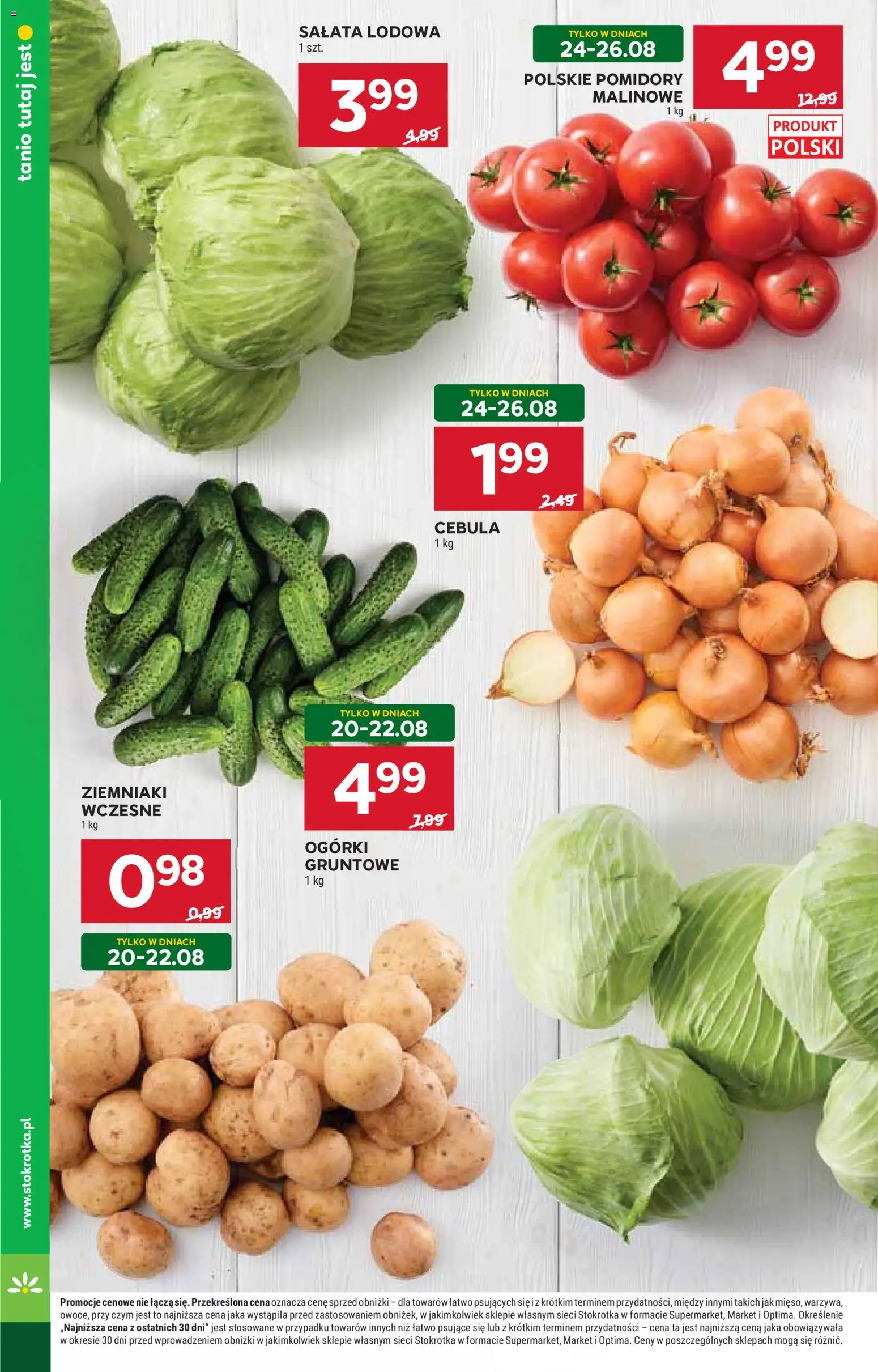 Stokrotka gazetka od 20.08.2026 | Strona: 8 | Produkty: Sałata, Salata lodowa, Ogórki, Ziemniaki