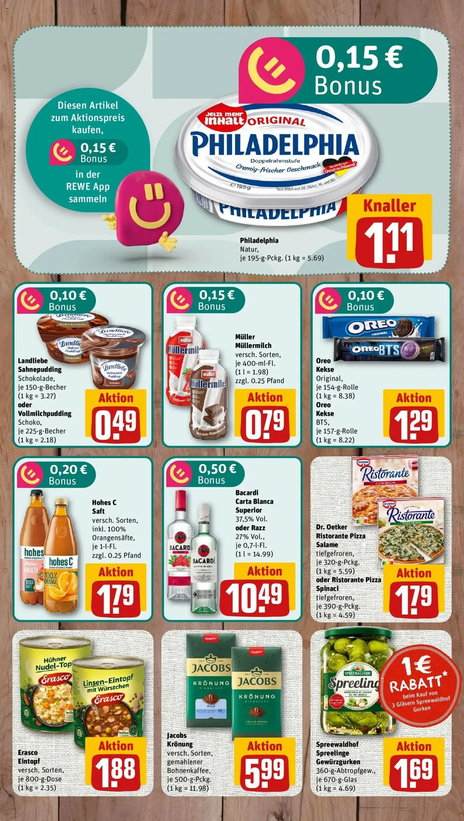 REWE Prospekt ab 21.09.2026 zum Blättern » Angebote | Seite: 6 | Produkte: Bacardi, Müllermilch, Pizza, Gurken