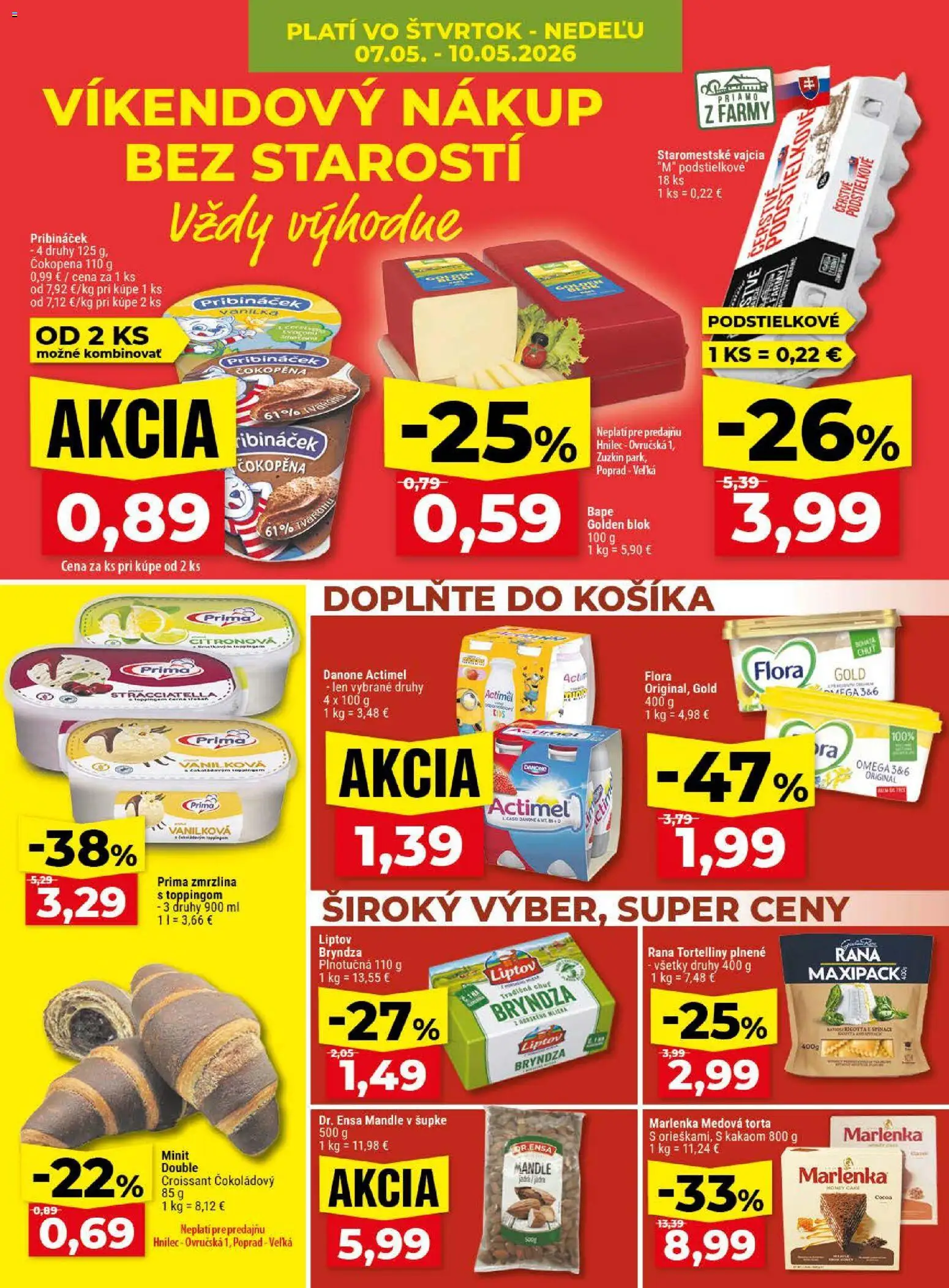 Nové Klas akcie – leták je platný od 04.05.2026 | Strana: 27 | Produkty: Vajcia, Zmrzlina, Torta, Mandle