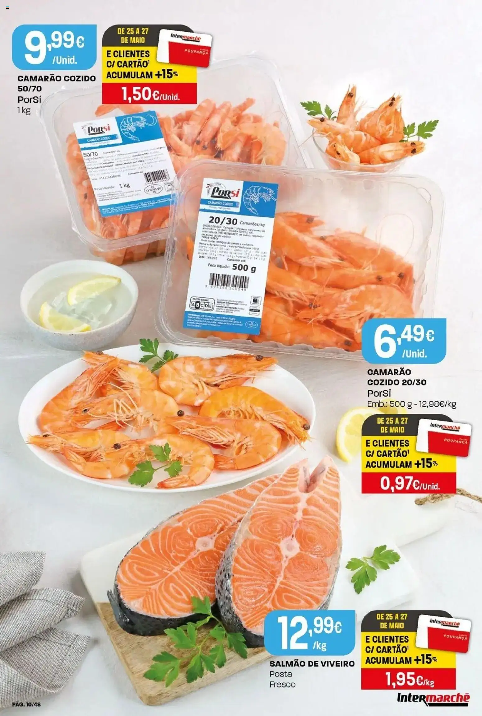 Intermarché - Isto é que são preços BAIXOS! │ válido de 21.05.2026 | Página: 10 | Produtos: Camarão, Salmão