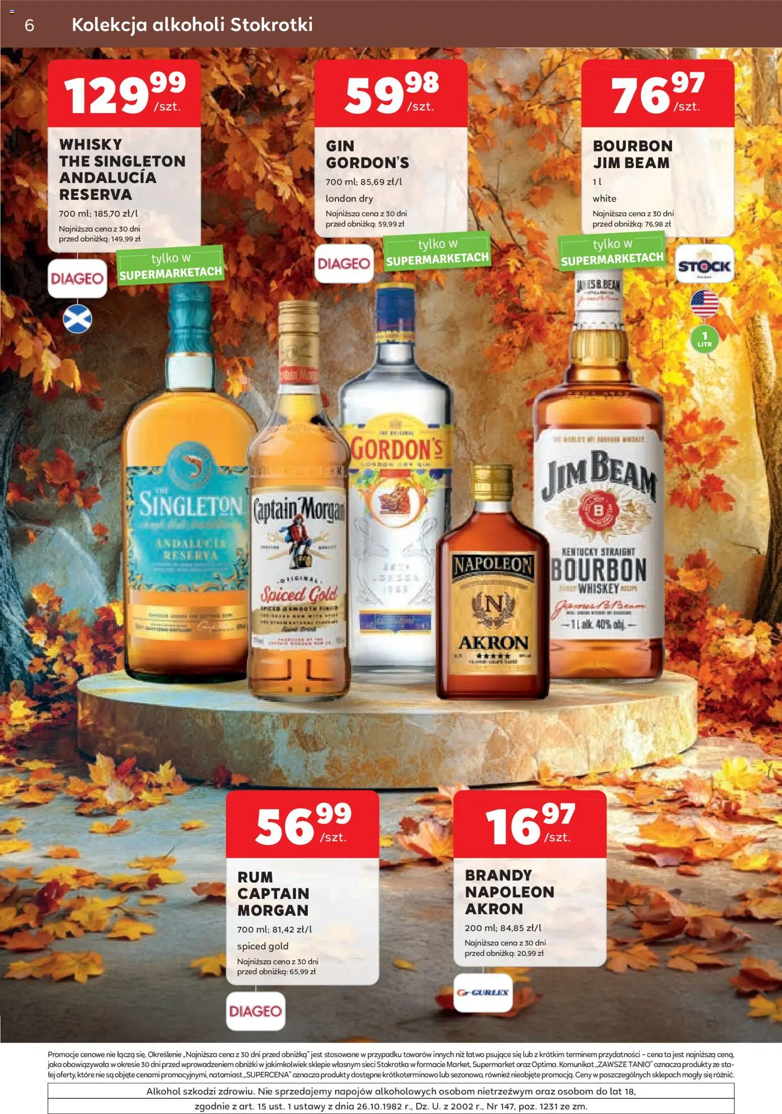 Stokrotka gazetka - Oferta alkoholowa od 29.10.2026 | Strona: 6 | Produkty: Jim Beam, Brandy, Captain Morgan, Whisky
