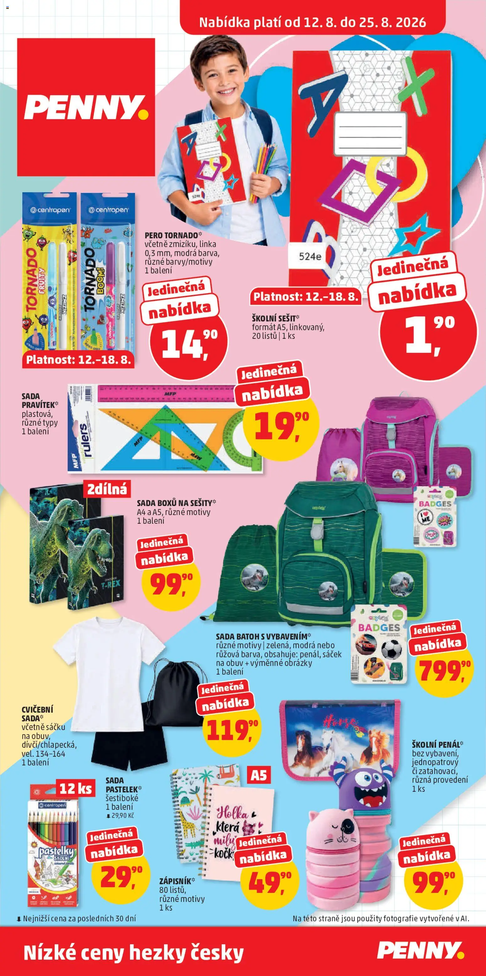 Penny Market katalog od 12.08.2026 | Strana: 1 | Produkty: Pero, Batoh, Notebook, Sáček