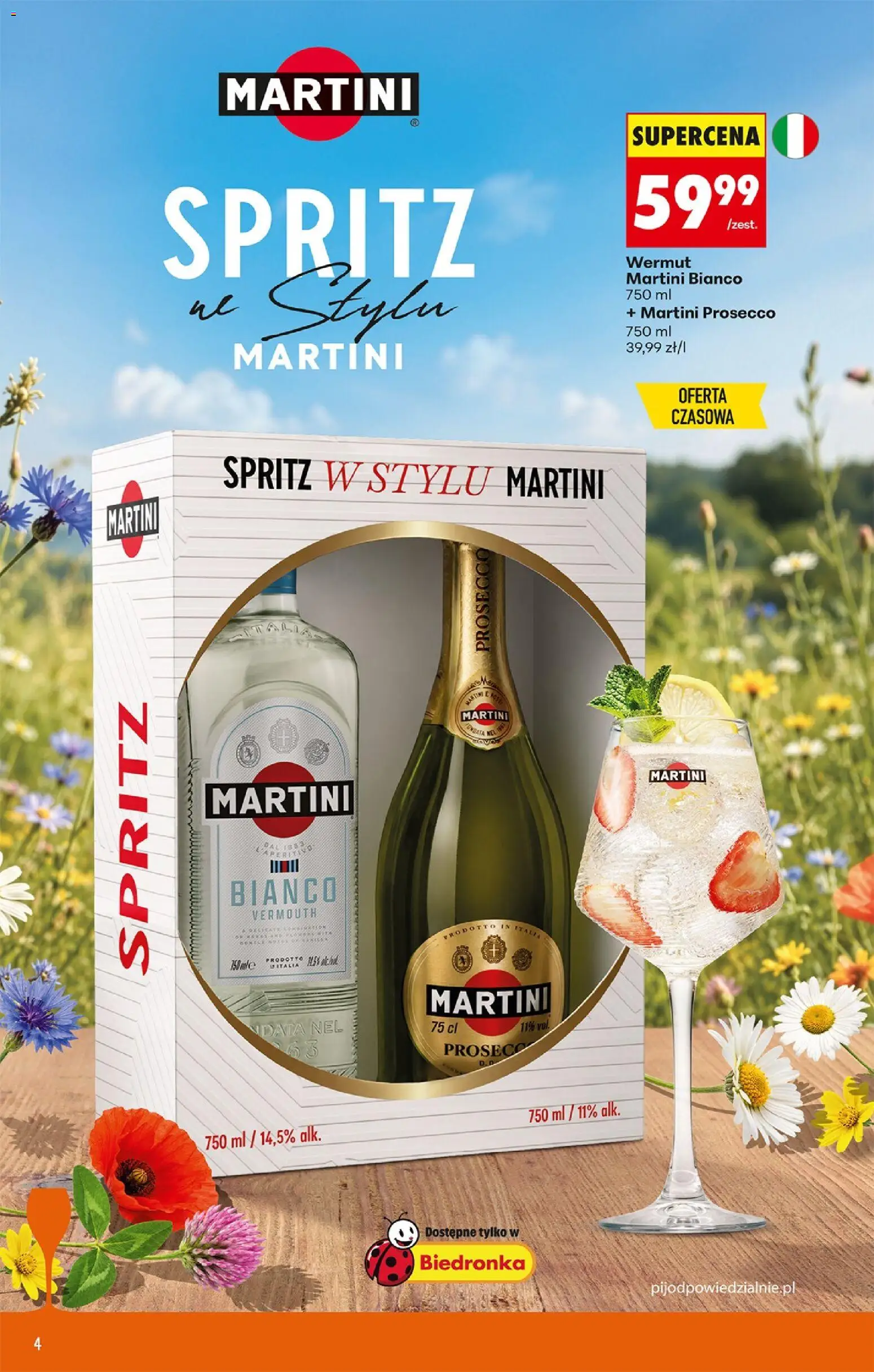 Biedronka gazetka - Czas na toast od 27.07.2026 | Strona: 4 | Produkty: Martini, Martini prosecco, Prosecco, Martini Bianco