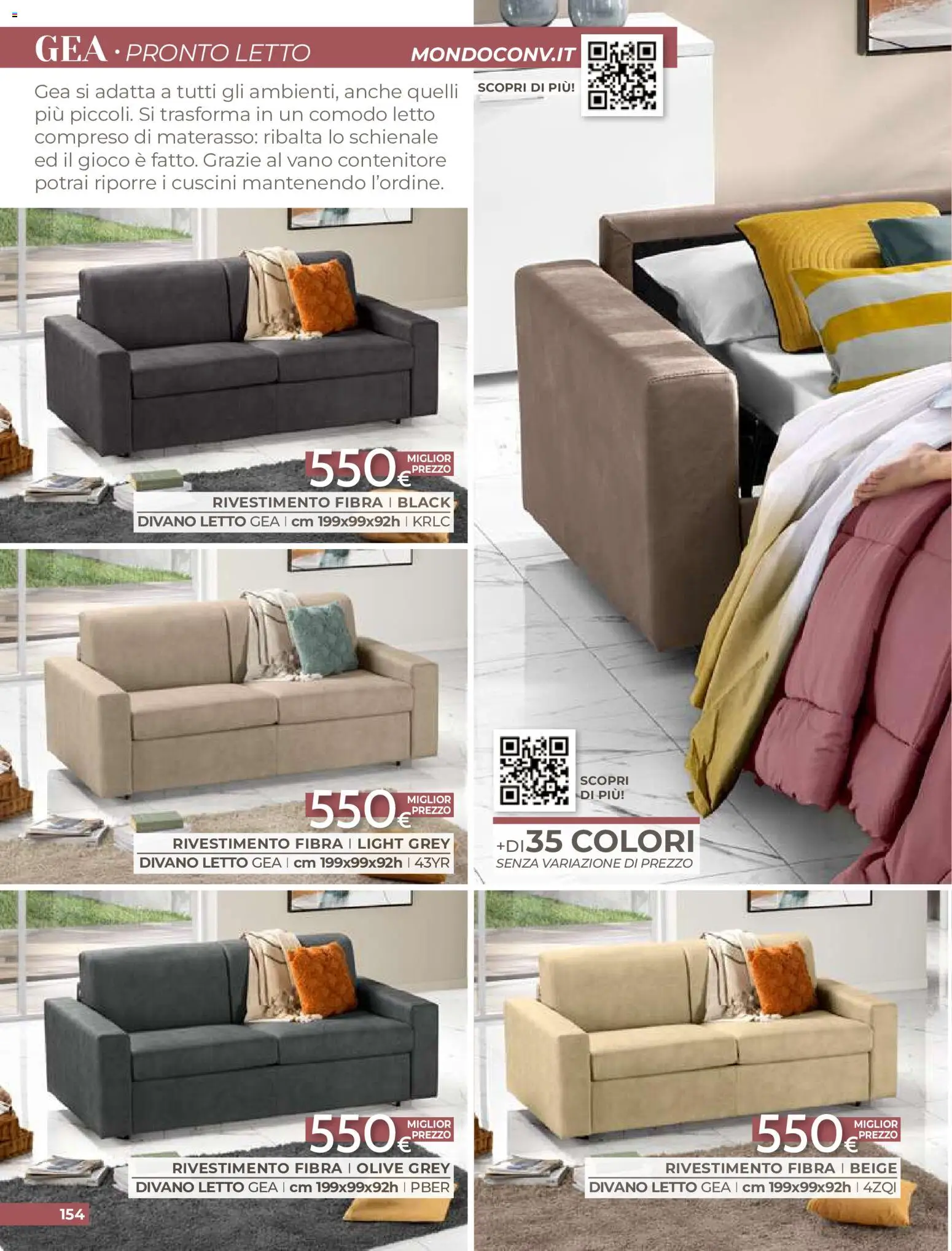 Volantino Mondo Convenienza del 01/09/2026 | Pagina: 156 | Prodotti: Olive, Letto, Materasso, Divano