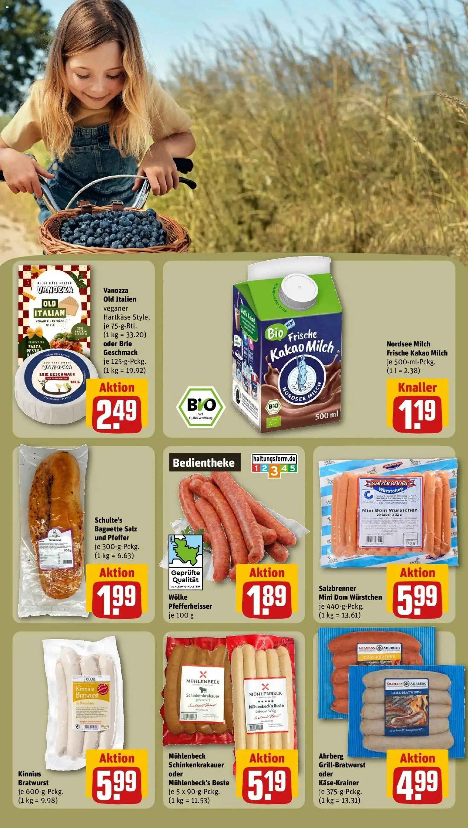 REWE Prospekt ab 24.08.2026 zum Blättern » Angebote | Seite: 21 | Produkte: Milch, Käse, Bratwurst, Salz