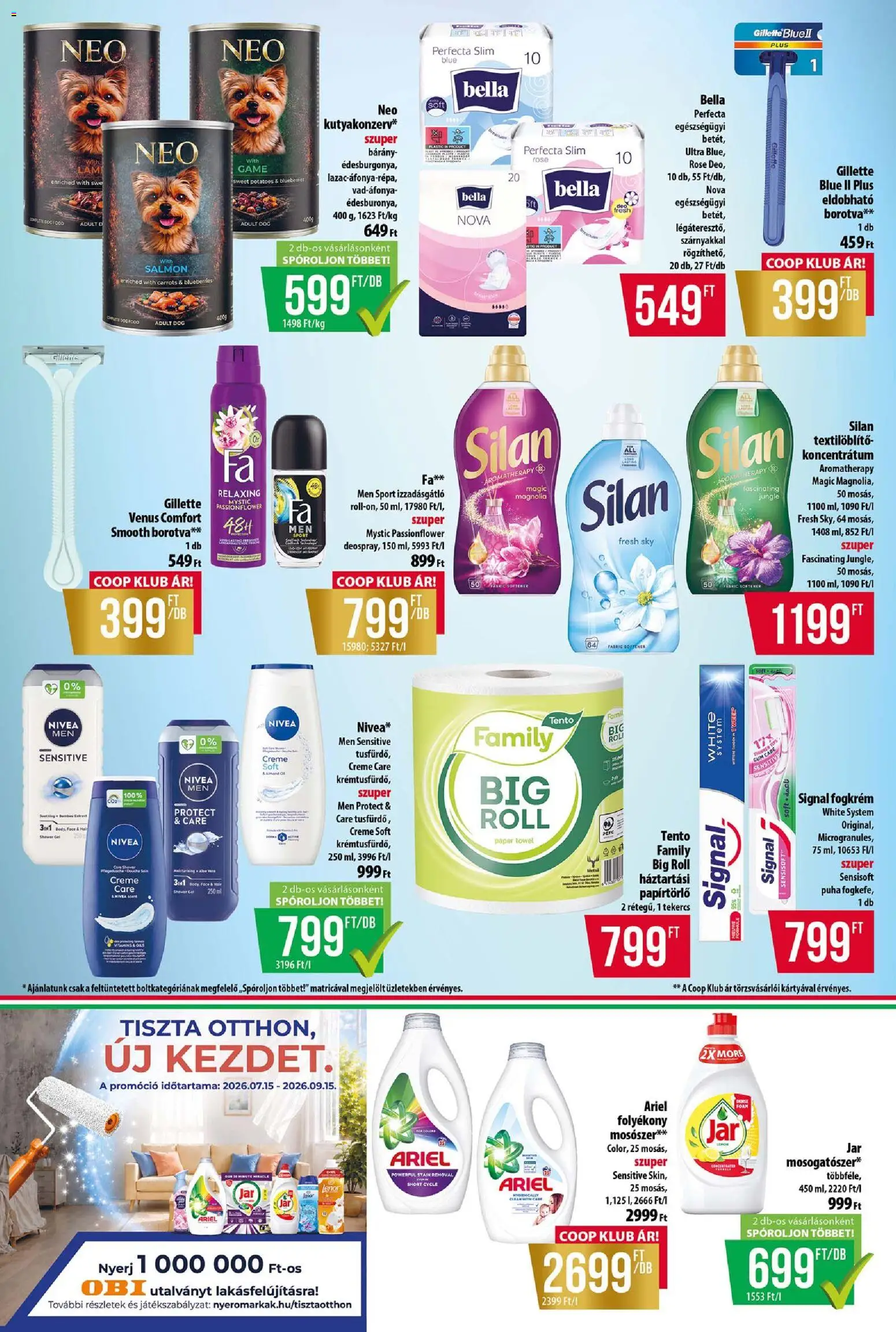 COOP akciós ujság - amely érvényes a következő dátumtól: 2026.08.21. | Oldal: 7 | Termékek: Gillette, Tento, Mosószer, Gél