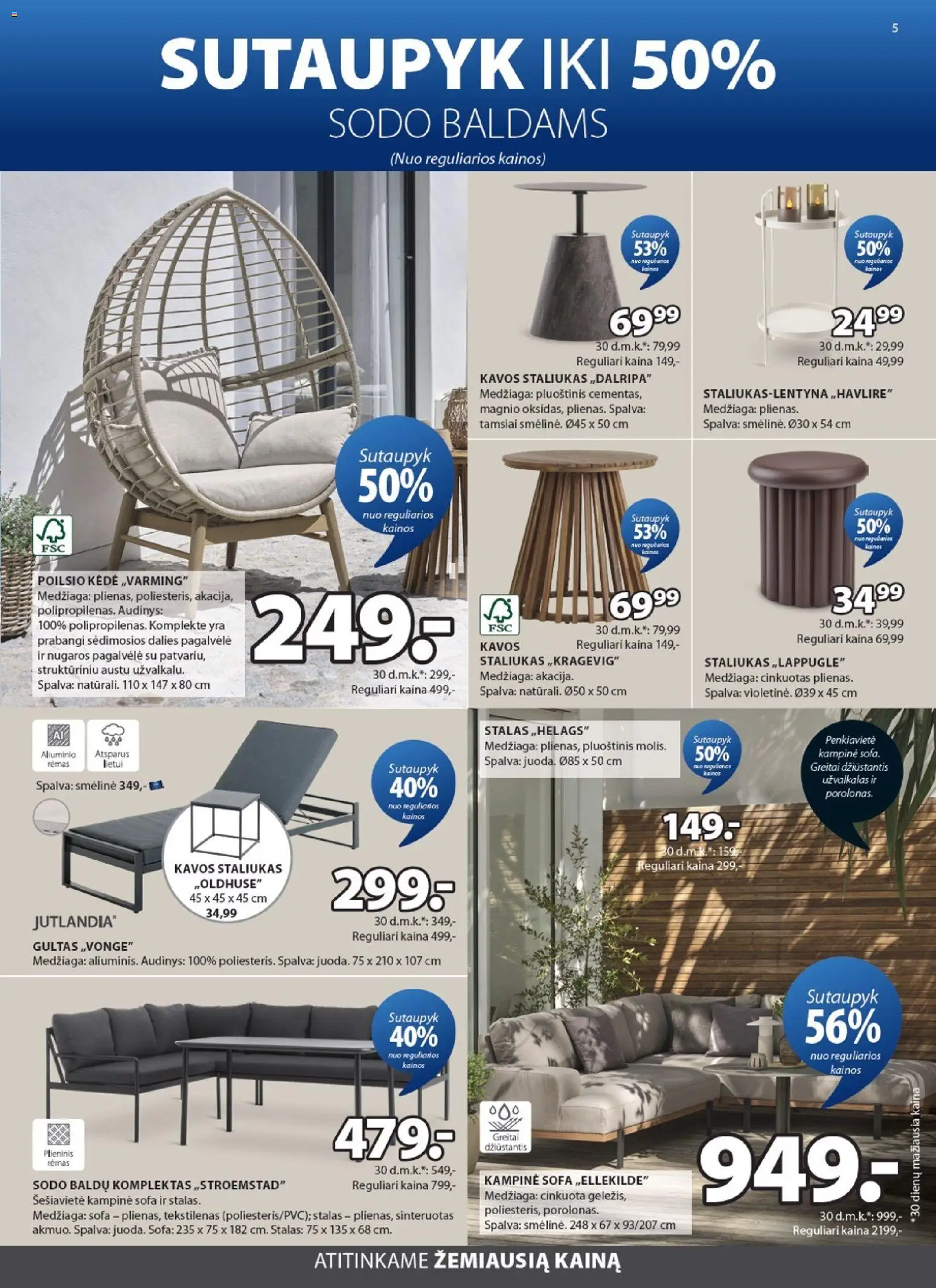 JYSK akcijos nuo 28.04.2026 | Puslapis: 5 | Prekių: Gultas, Sofa, Stalas, Kėdė